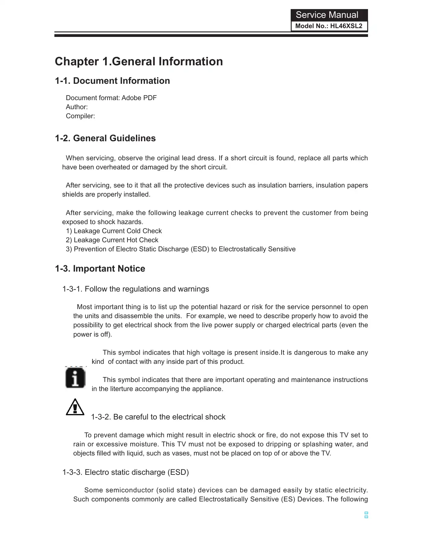 Haier HL46XSL2 Service Manual Manual pdf 4 page image