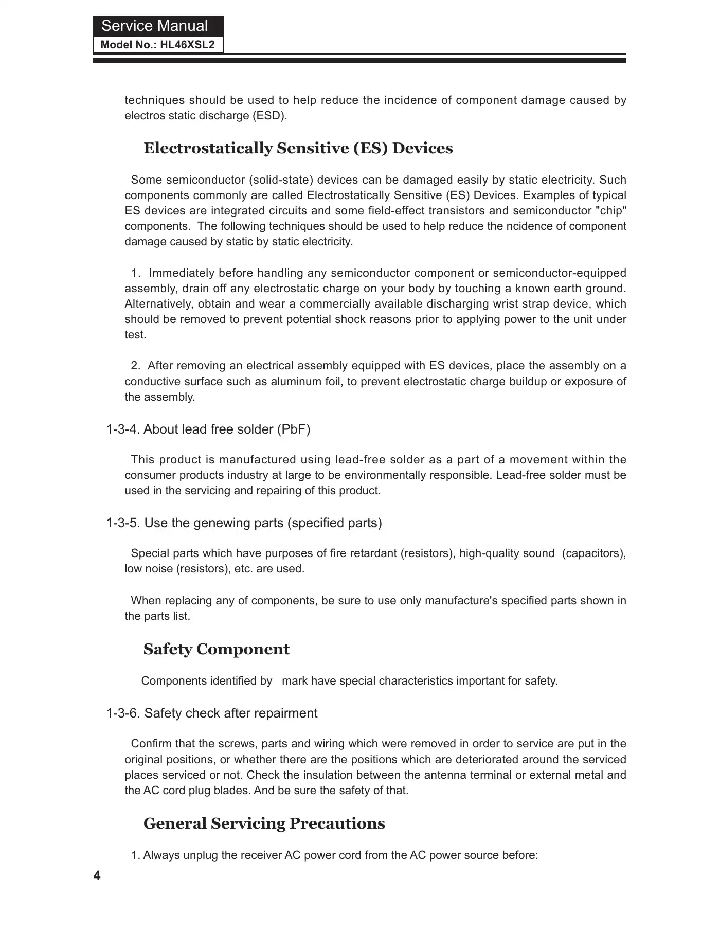 Haier HL46XSL2 Service Manual Manual pdf 5 page image