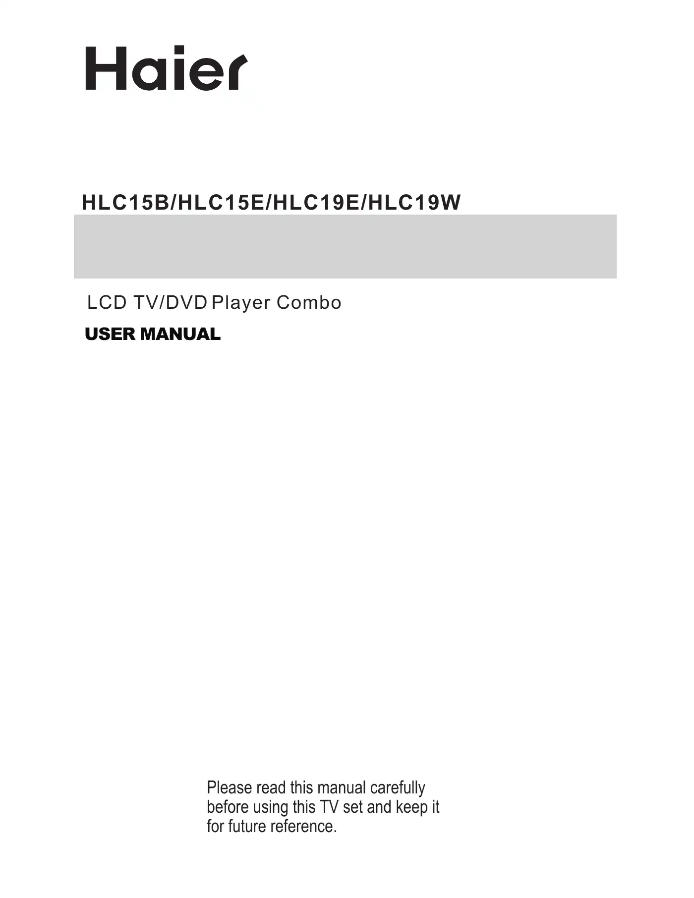 Haier HLC15E User Manual Manual pdf 1 page image
