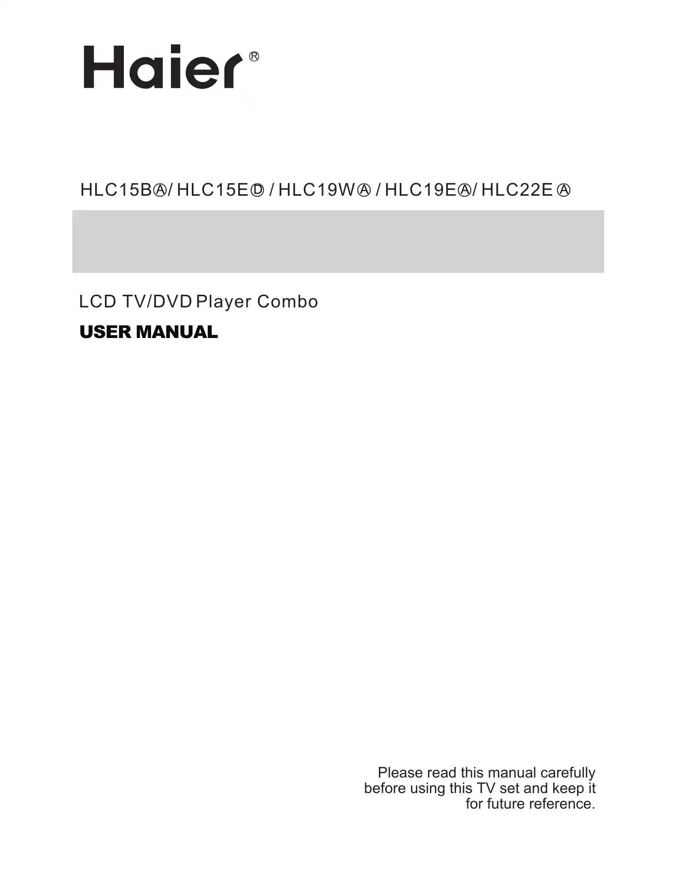Haier HLC22E User Manual Manual pdf 1 page image