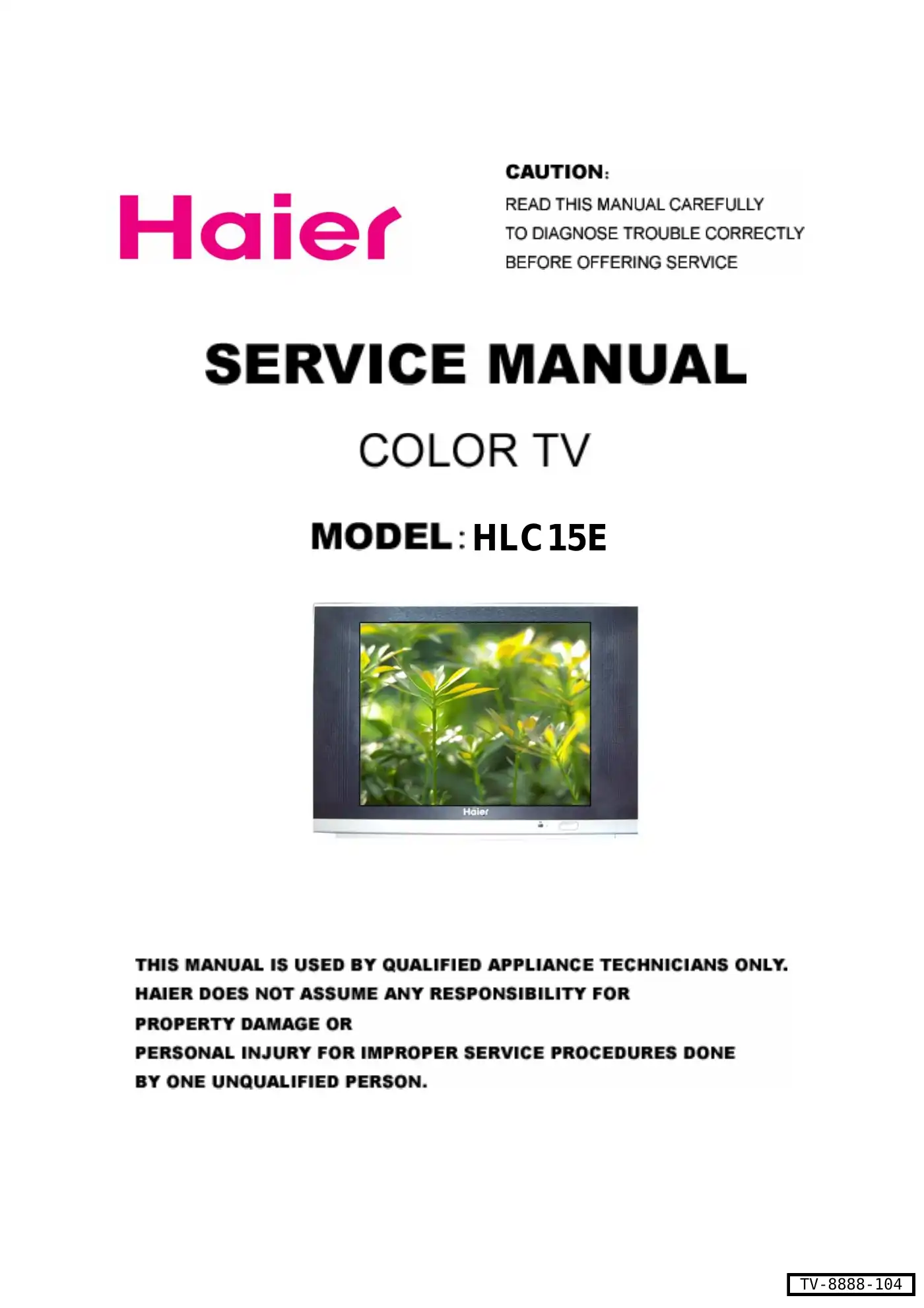 Haier HLC15E Service Manual Manual pdf 1 page image