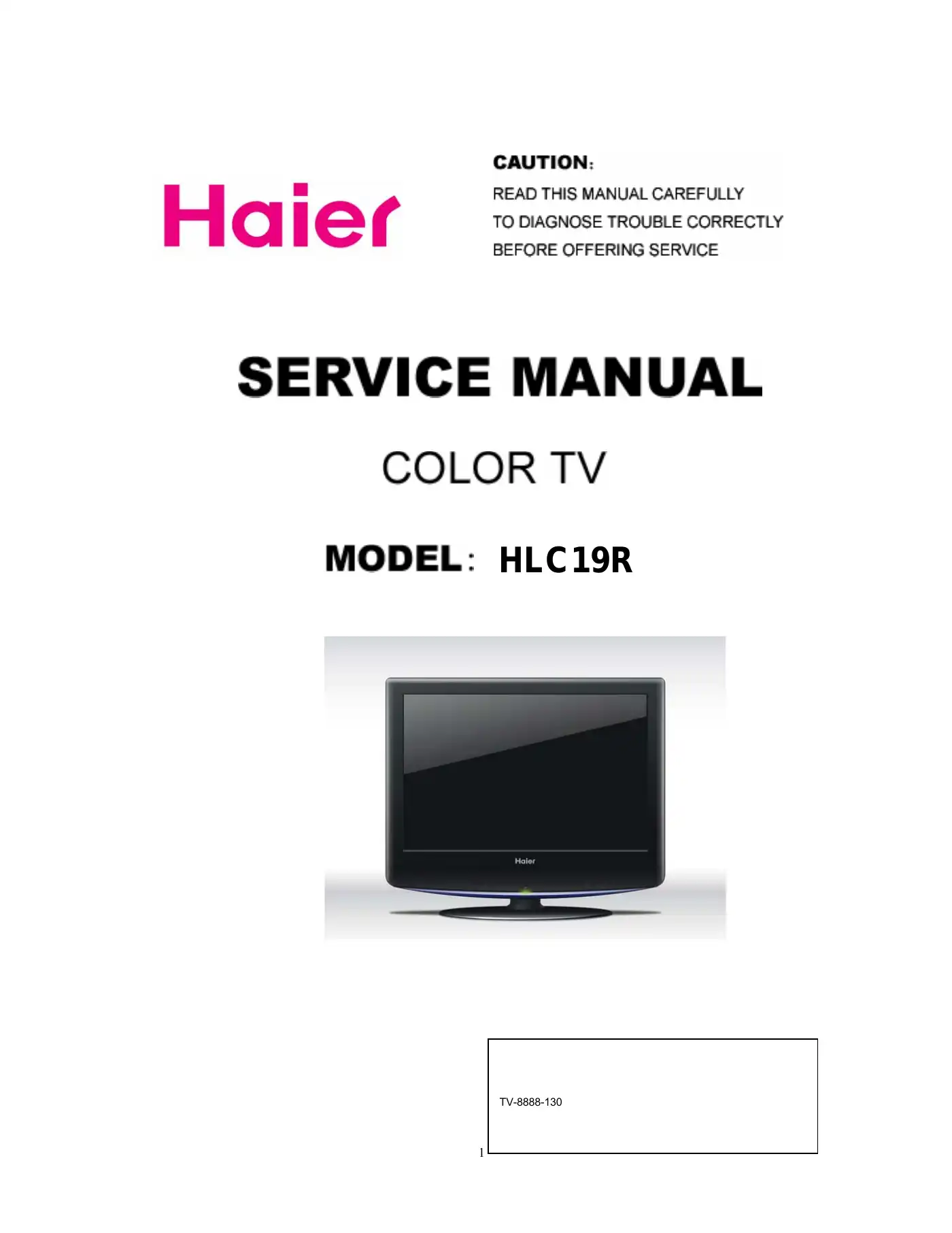 Haier HLC19R Service Manual Manual pdf 1 page image