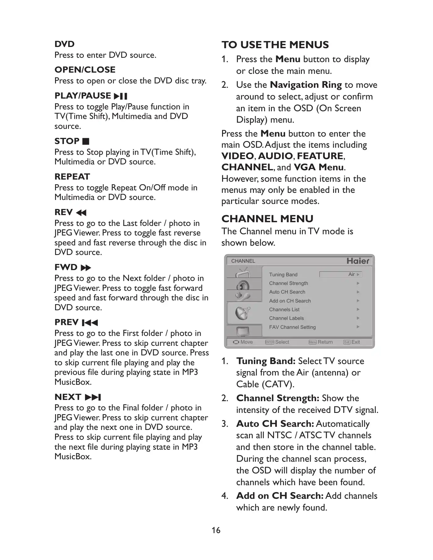 Haier HLC24XLP2 User Manual Manual pdf 16 page image