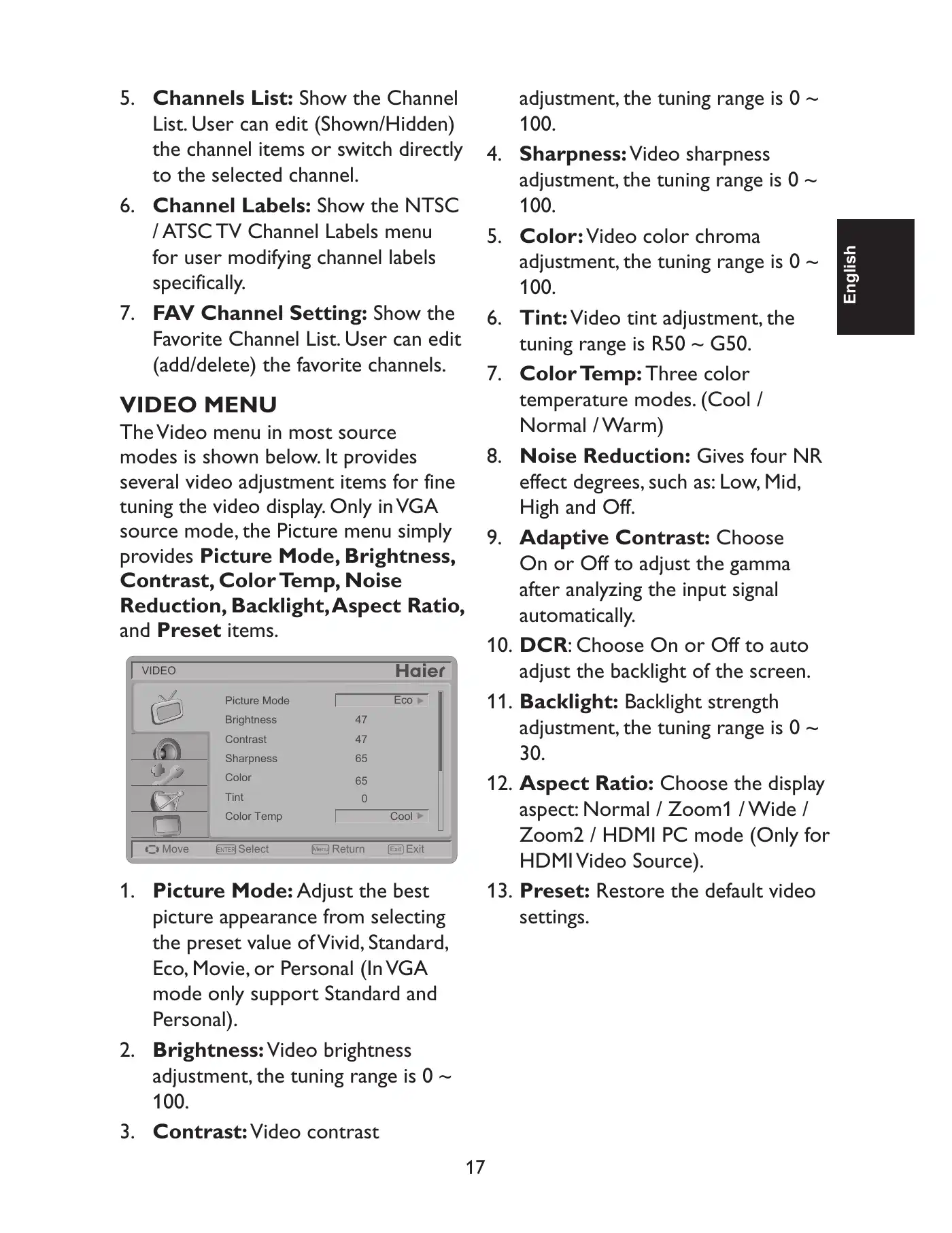 Haier HLC24XLP2 User Manual Manual pdf 17 page image