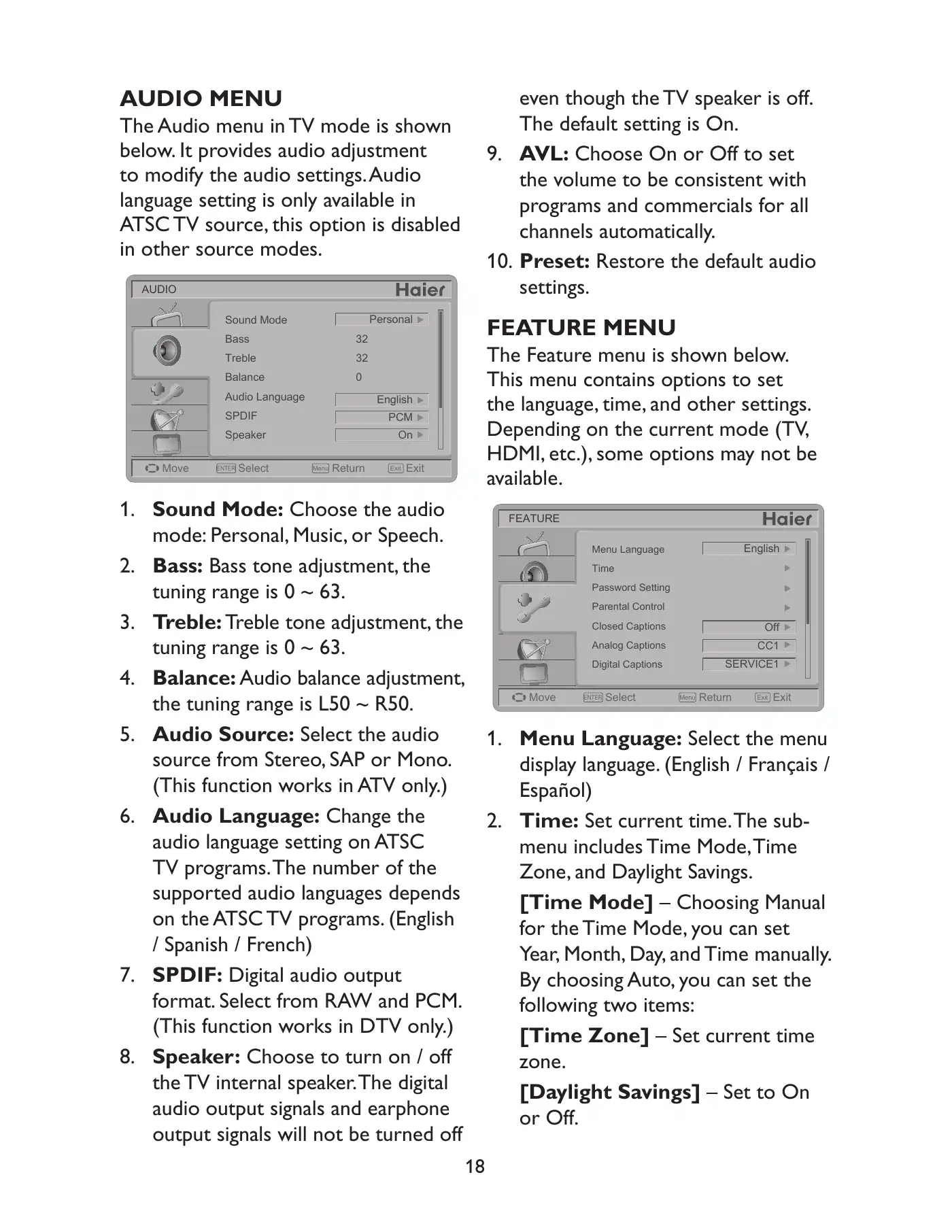 Haier HLC24XLP2 User Manual Manual pdf 18 page image
