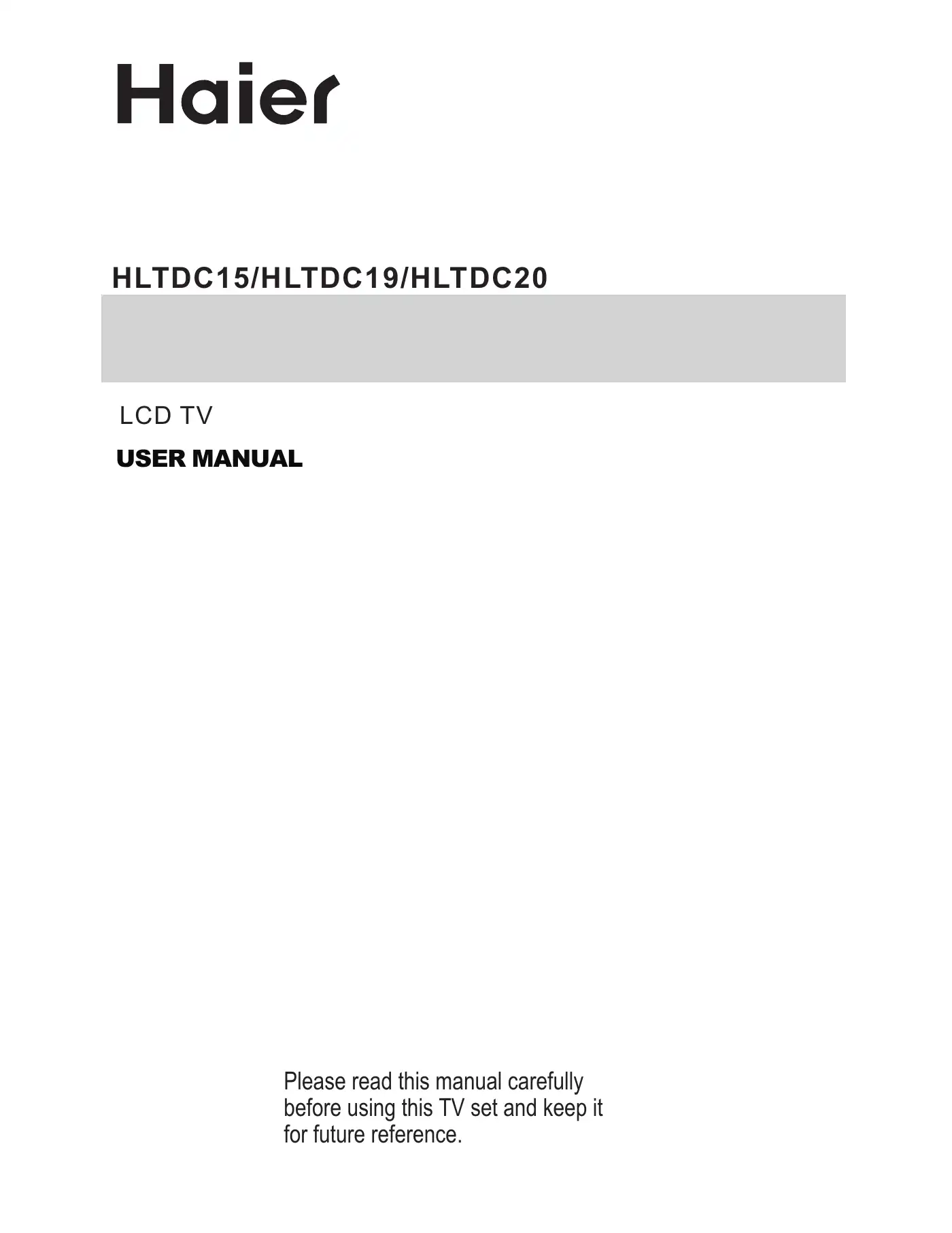 Haier HLTDC15 User Manual Manual pdf 1 page image