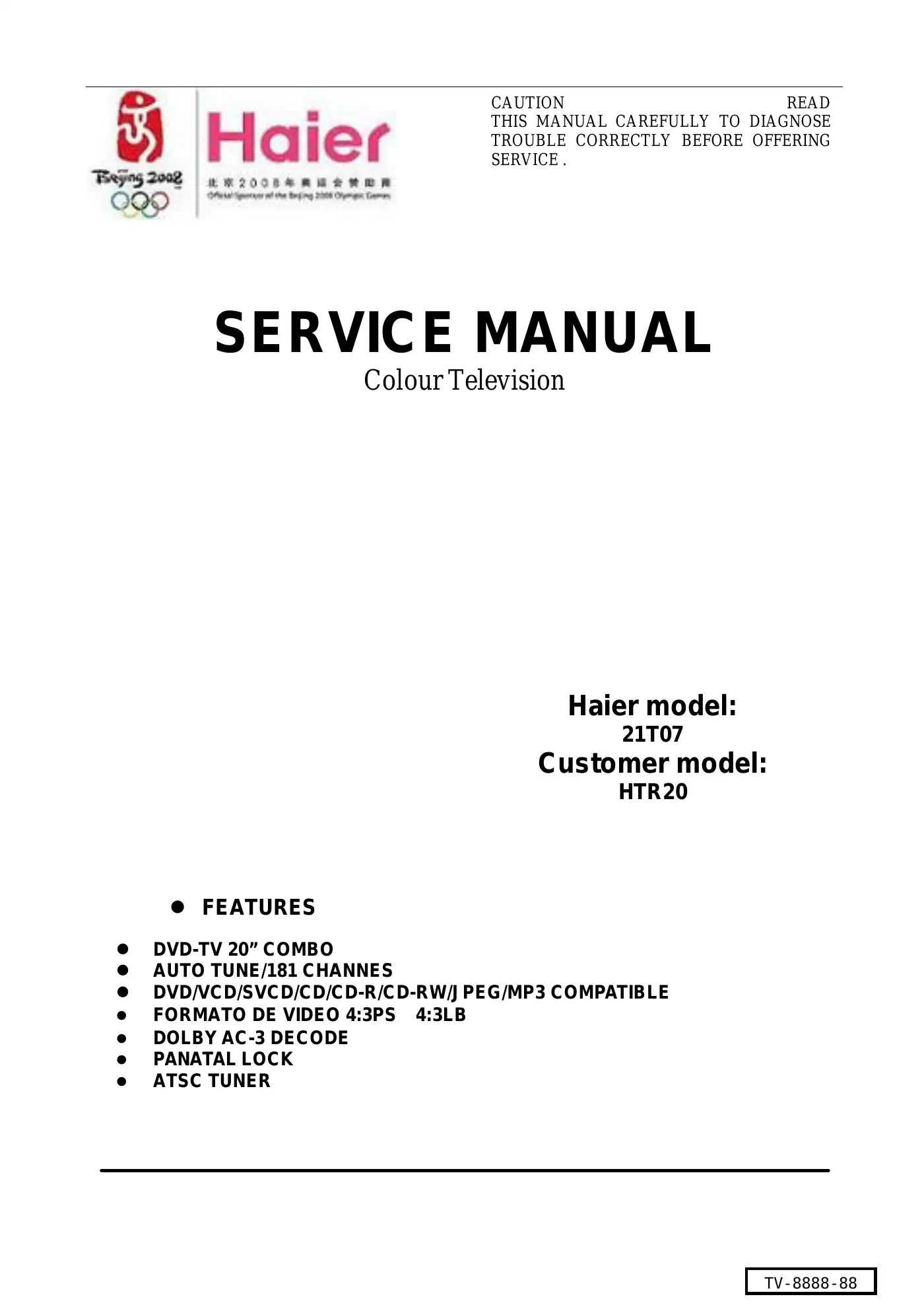 Haier 21T07 Service Manual Manual pdf 1 page image
