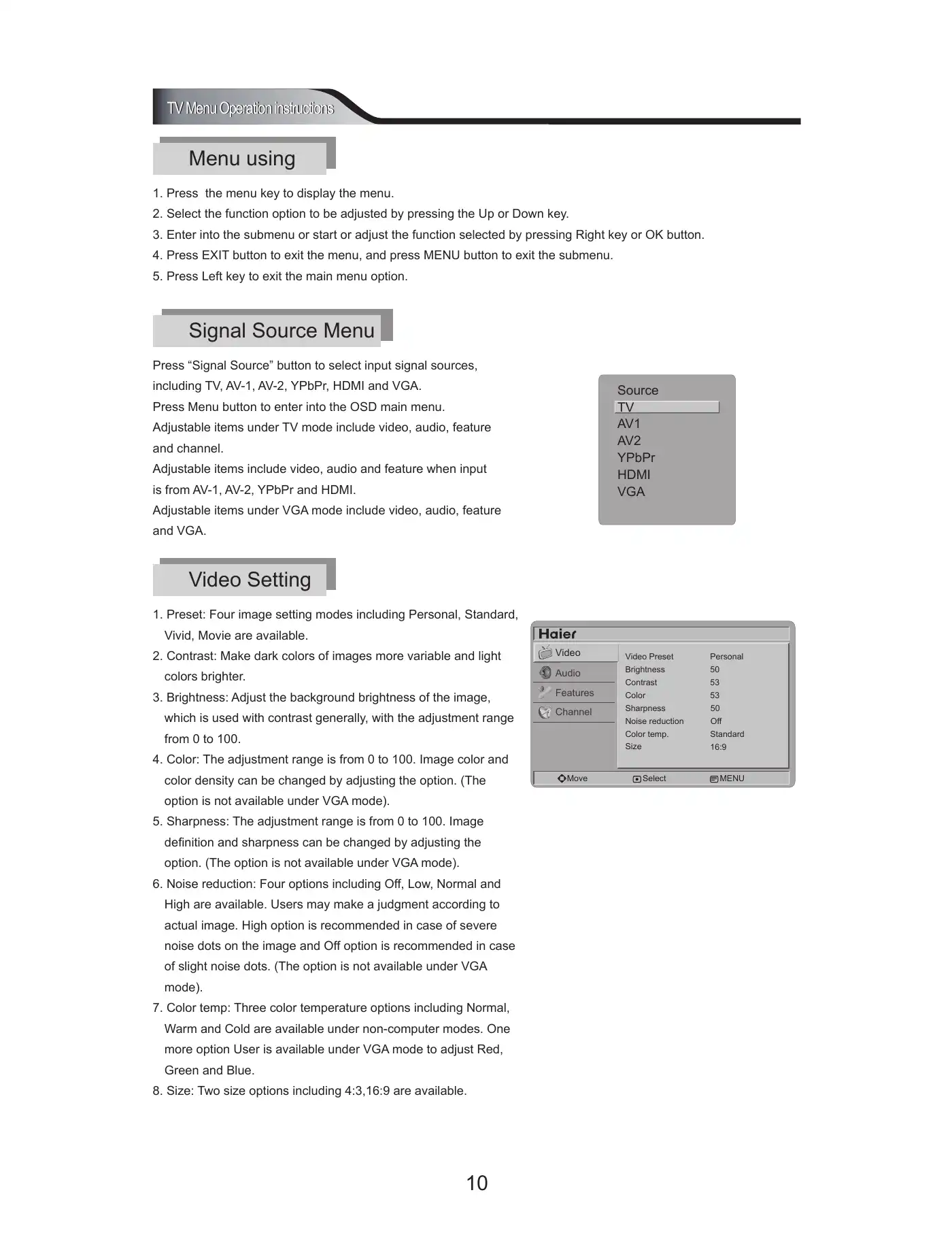 Haier L22T6 Operation Instructions Manual Manual pdf 11 page image