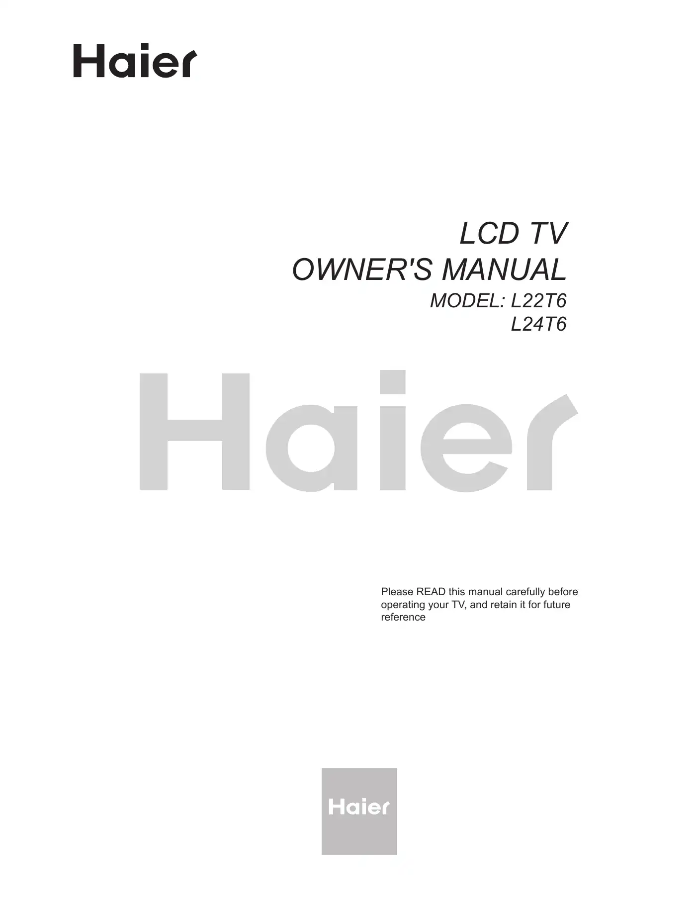 Haier L24T6 Owner's Manual Manual pdf 1 page image