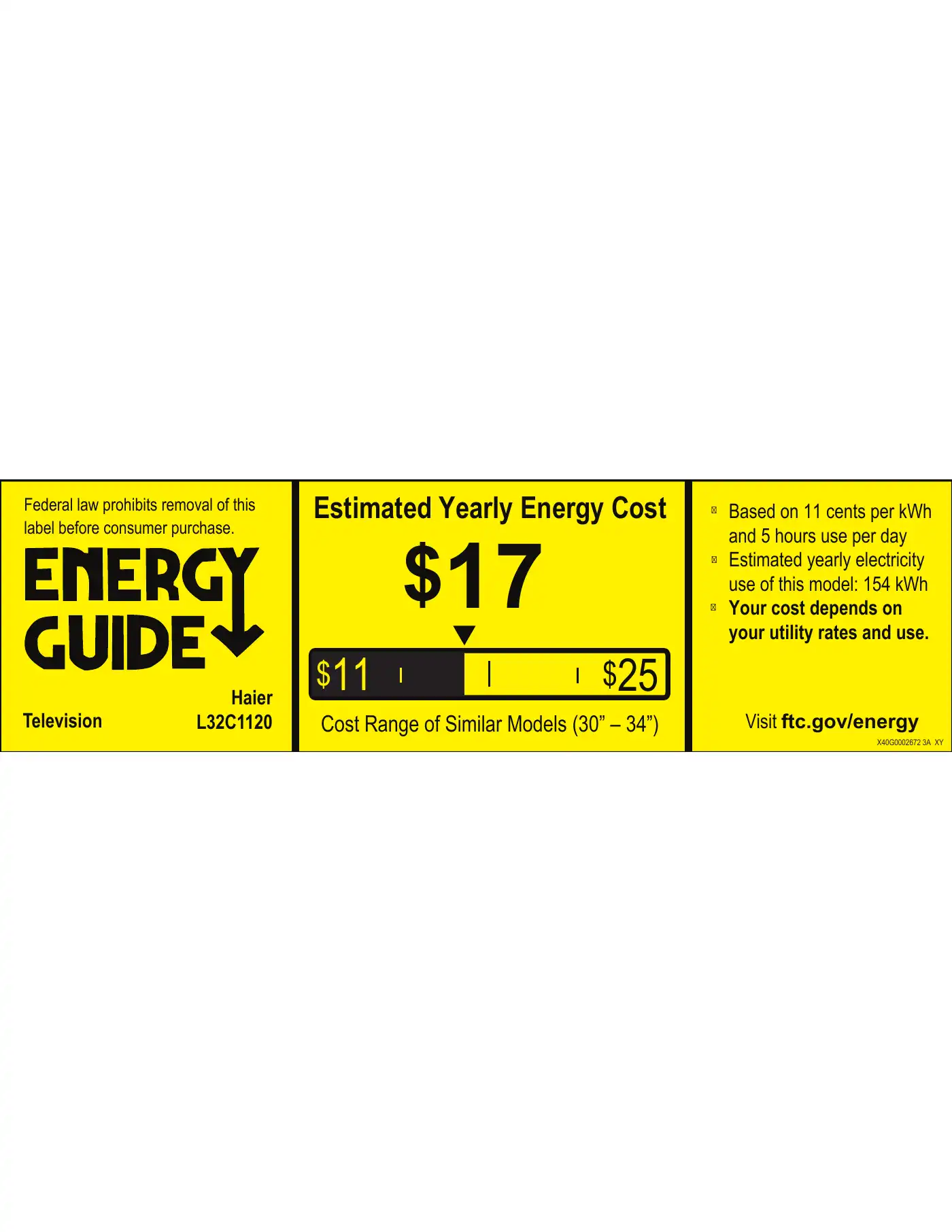Haier L32C1120 Energy Manual Manual pdf 1 page image