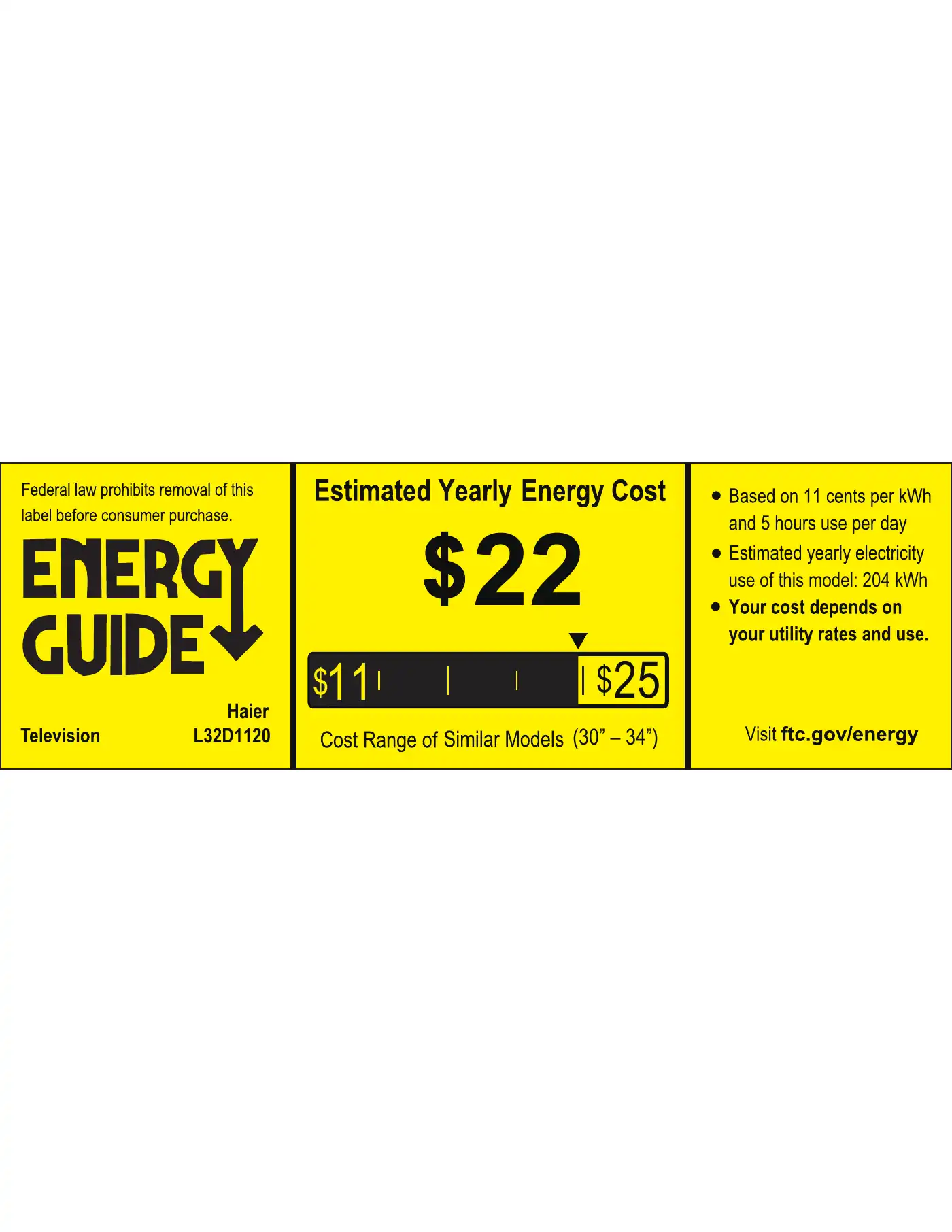 Haier L32D1120 Energy Manual Manual pdf 1 page image