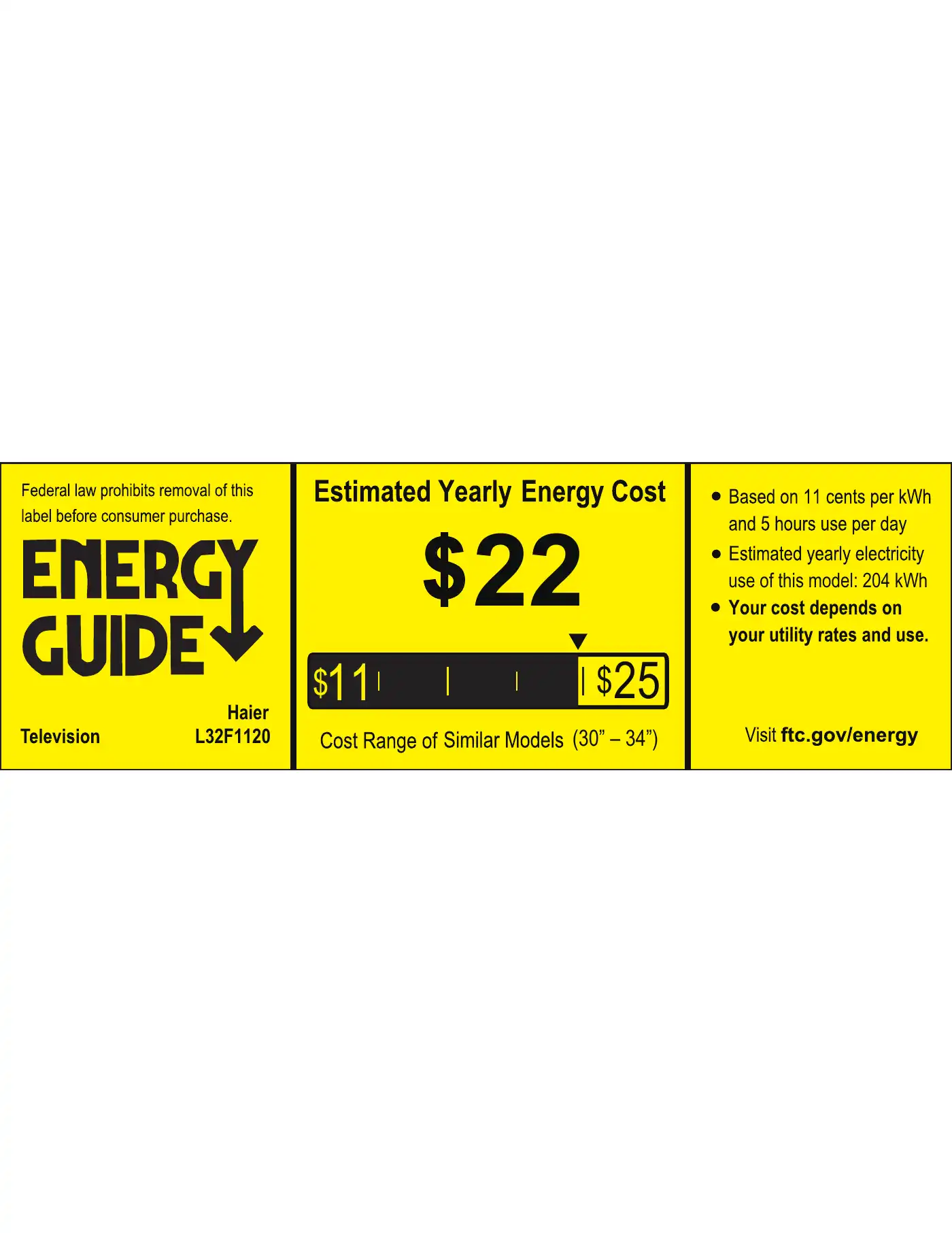 Haier L32F1120 Energy Manual Manual pdf 1 page image