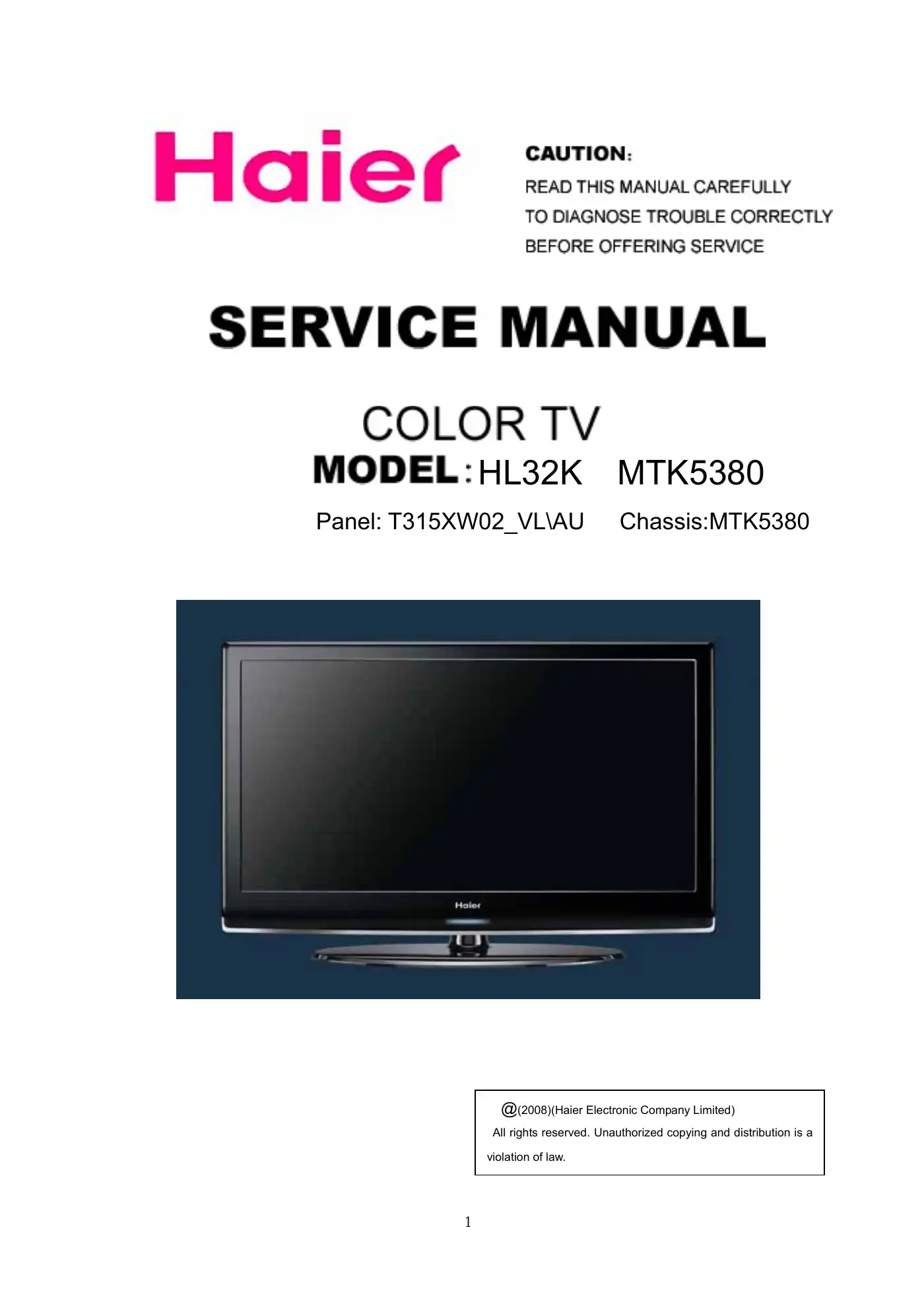 Haier L32K1 Service Manual Manual pdf 1 page image