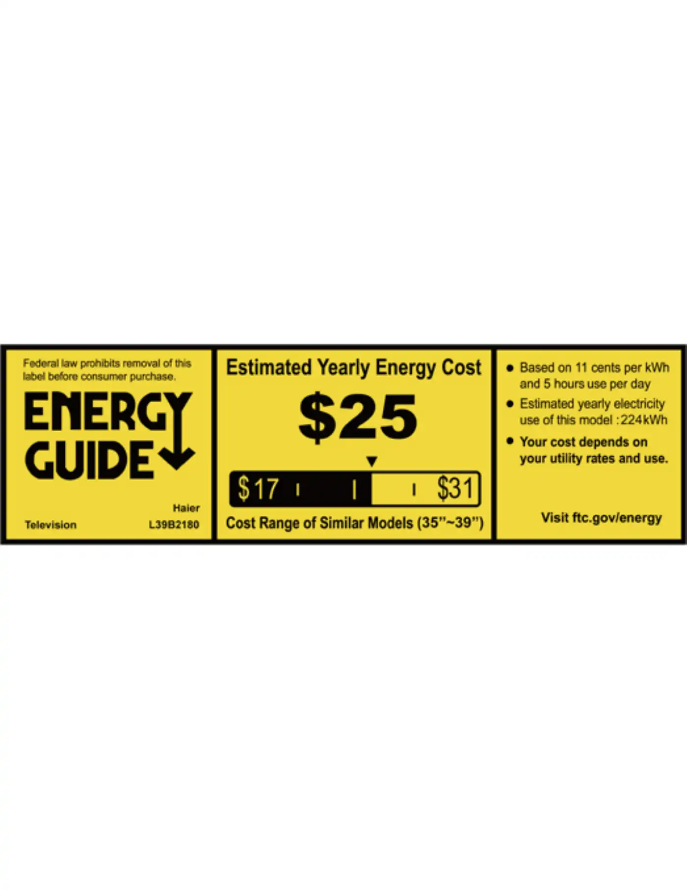 Haier L39B2180 Energy Manual Manual pdf 1 page image