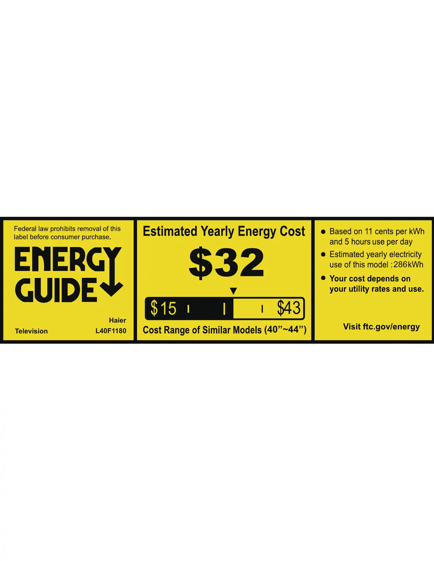 Haier L40F1180 Energy Manual Manual pdf 1 page image