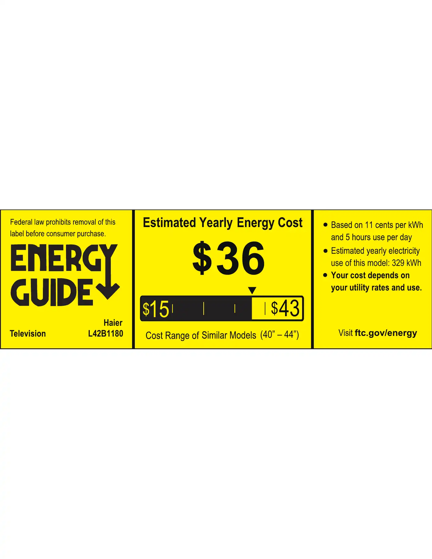 Haier L42B1180 Energy Manual Manual pdf 1 page image