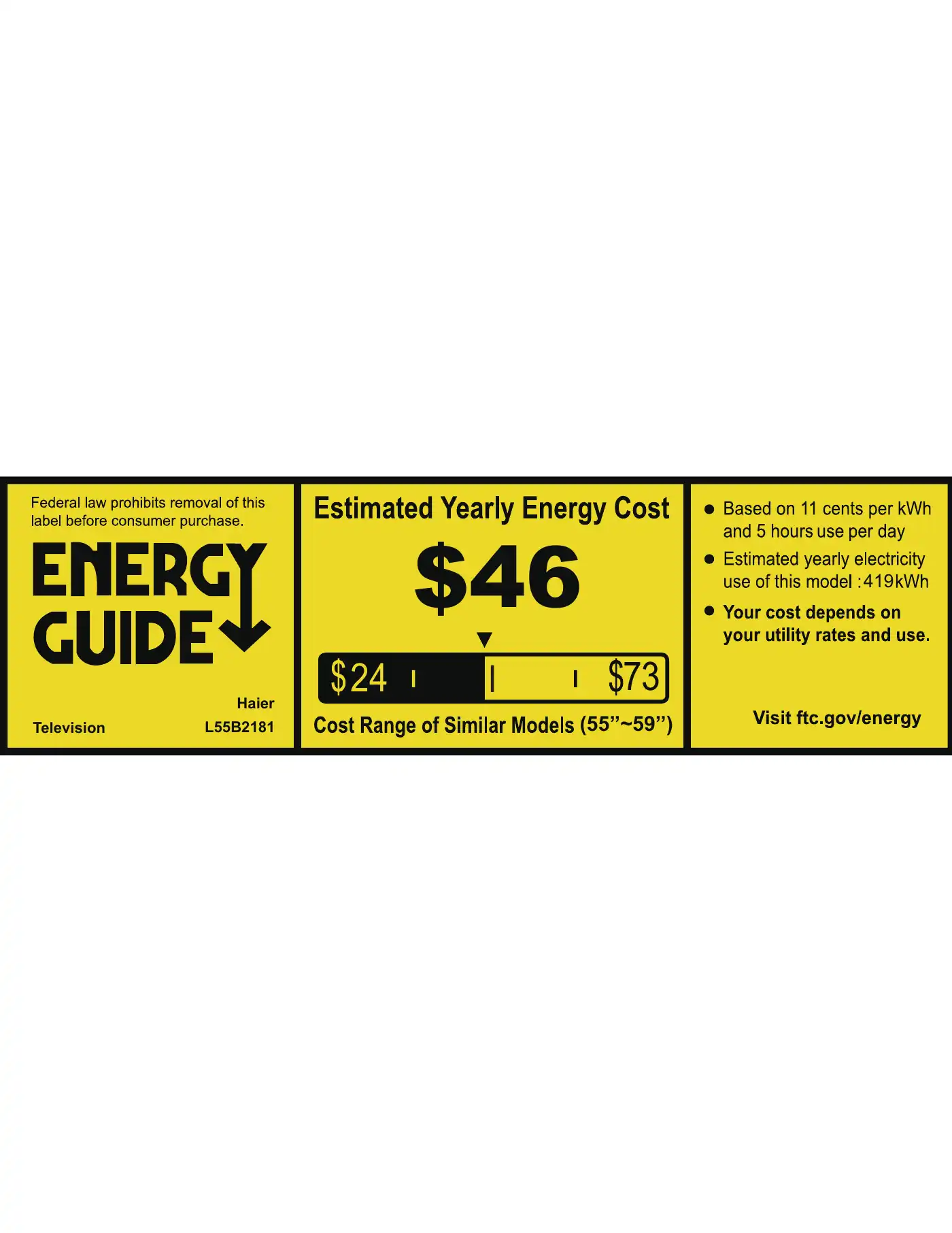 Haier L55B2181 Energy Manual Manual pdf 1 page image