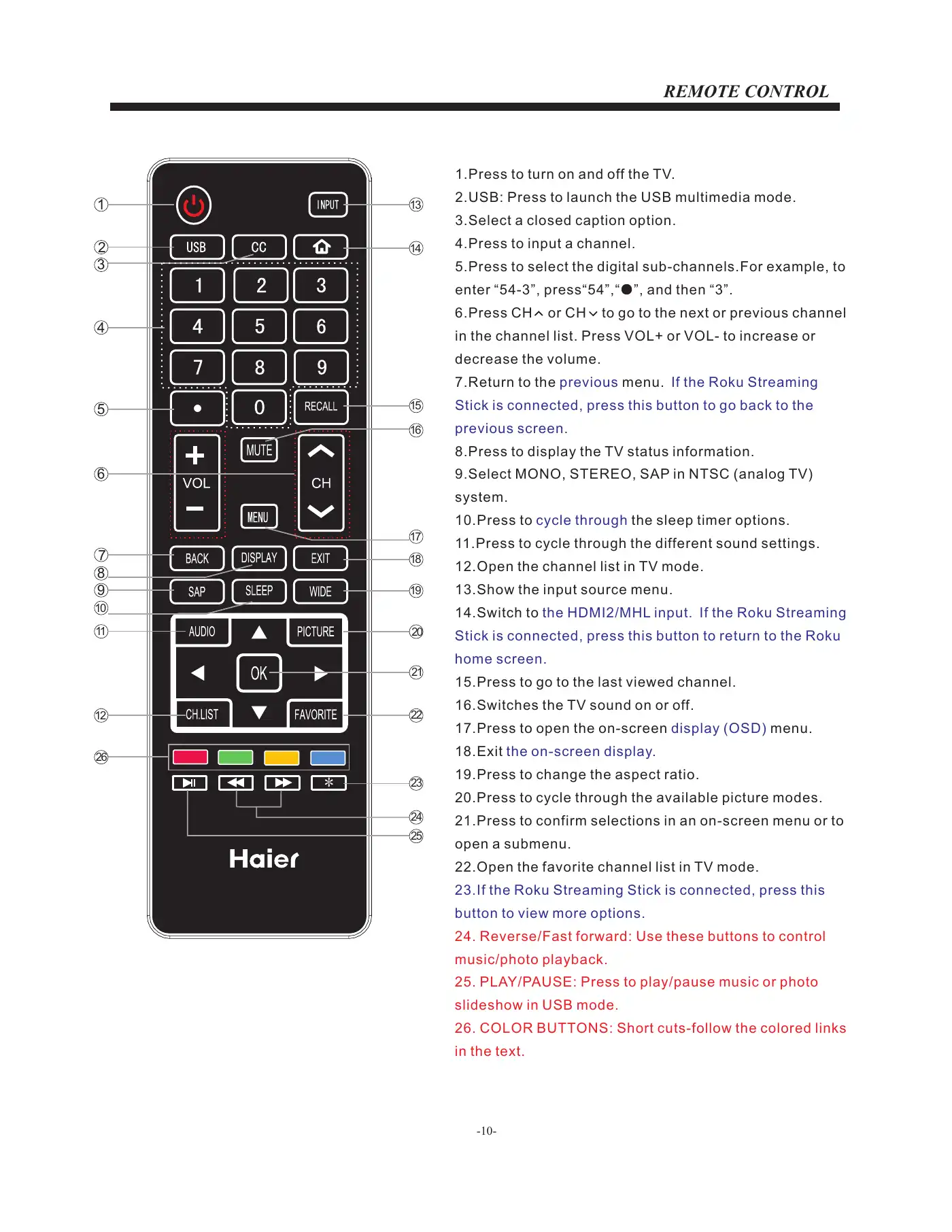 Haier LE24F33800 User Manual Manual pdf 11 page image