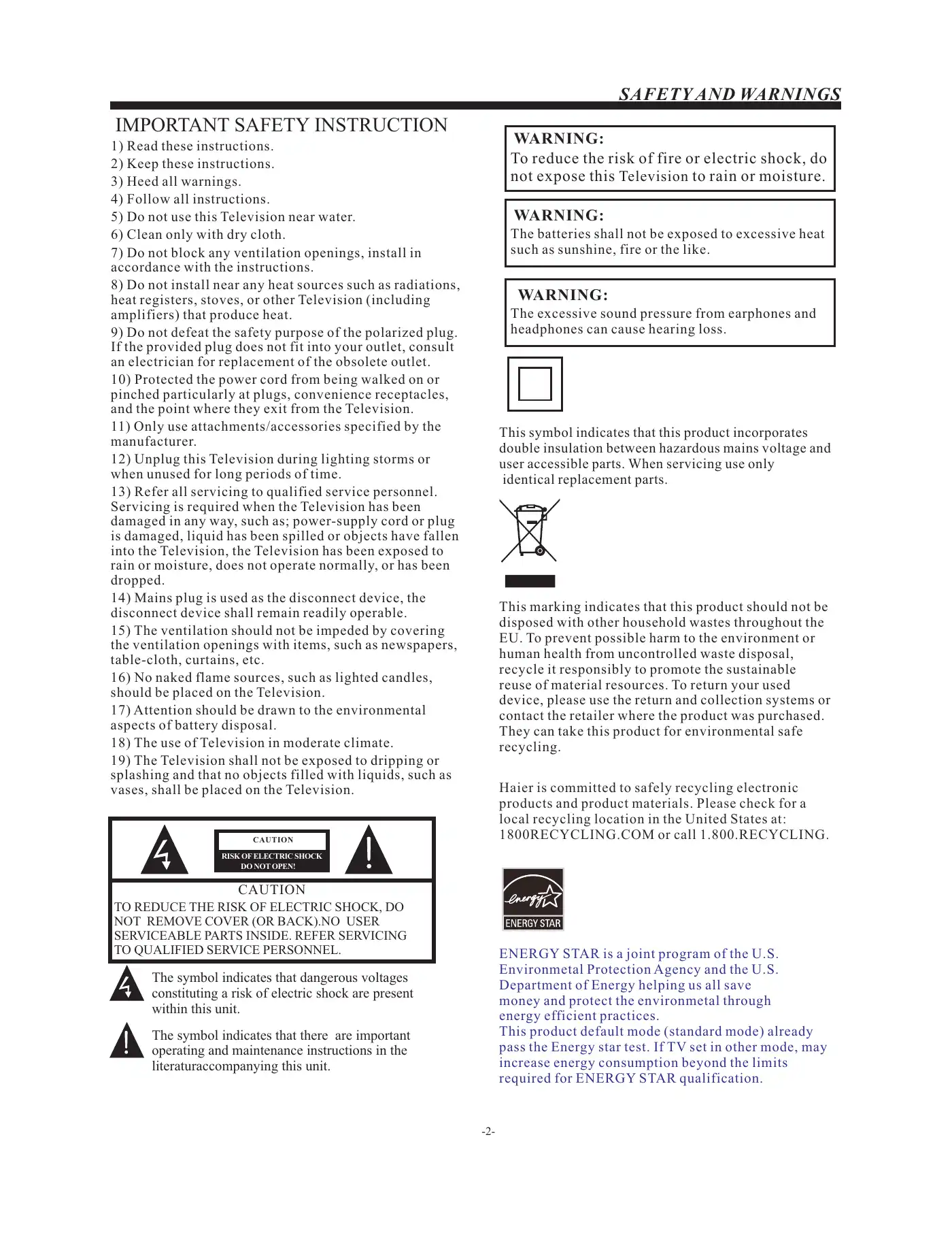 Haier LE24F33800 User Manual Manual pdf 3 page image