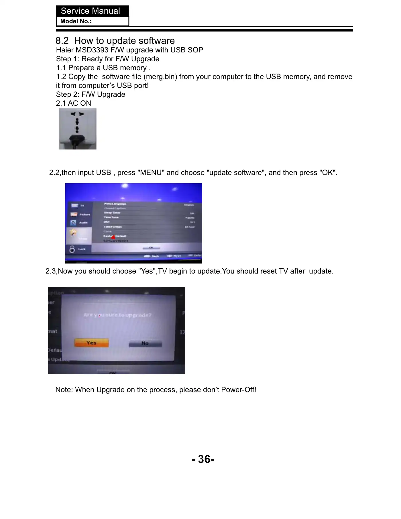 Haier LEC24B3320 Service Manual Manual pdf 36 page image