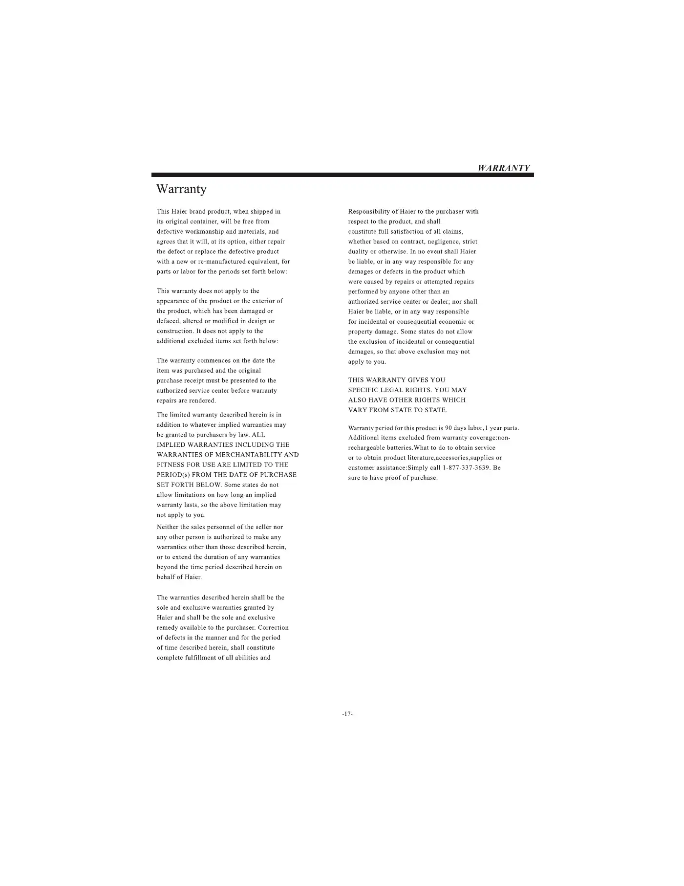 Haier LE19B13200 Owner's Manual Manual pdf 18 page image