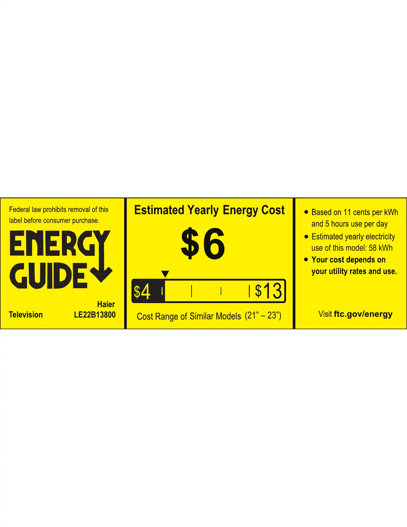 Haier LE22B13800 Energy Manual Manual pdf 1 page image