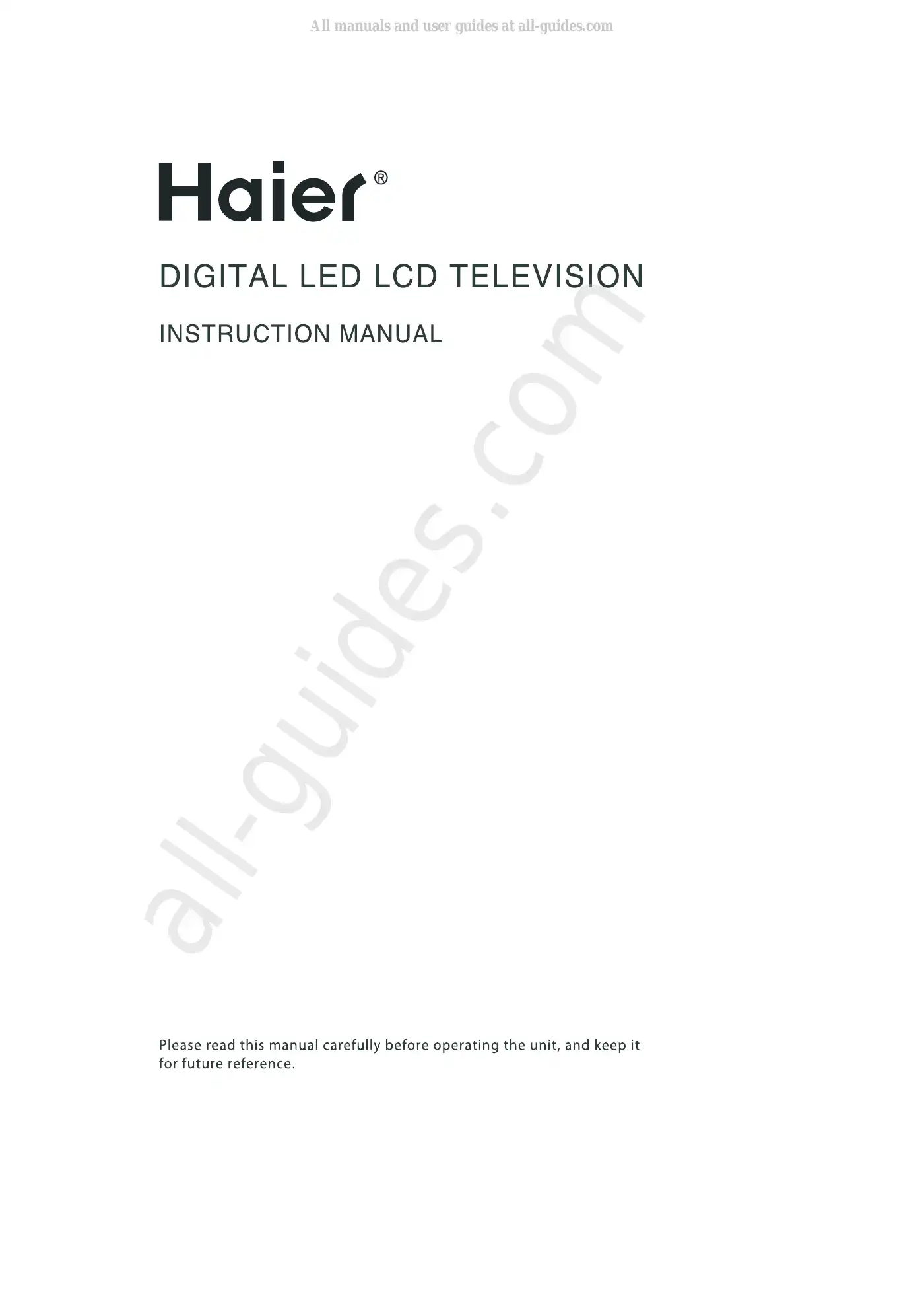 Haier LET24T3CW Instruction Manual Manual pdf 1 page image