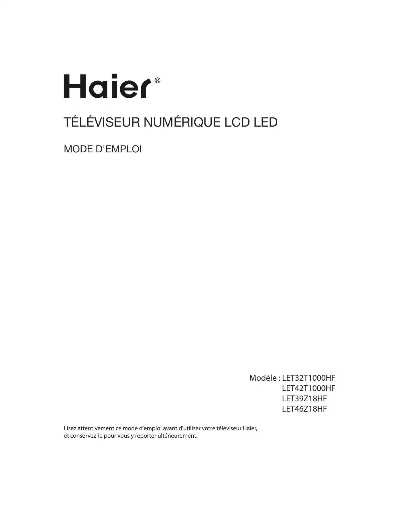Haier LET32T1000HF Instruction Manual Manual pdf 92 page image