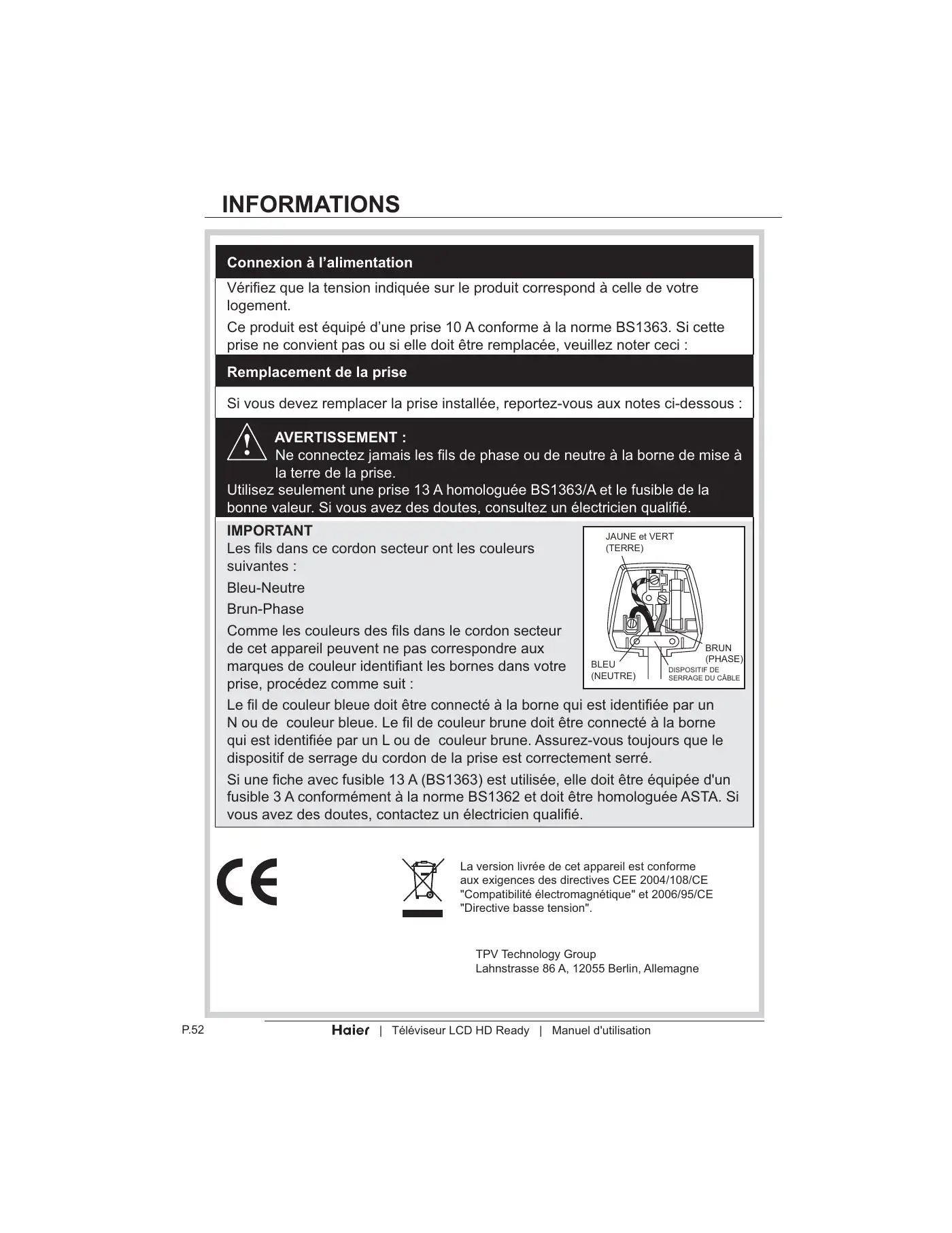 Haier LT19Z6 User Manual Manual pdf 110 page image