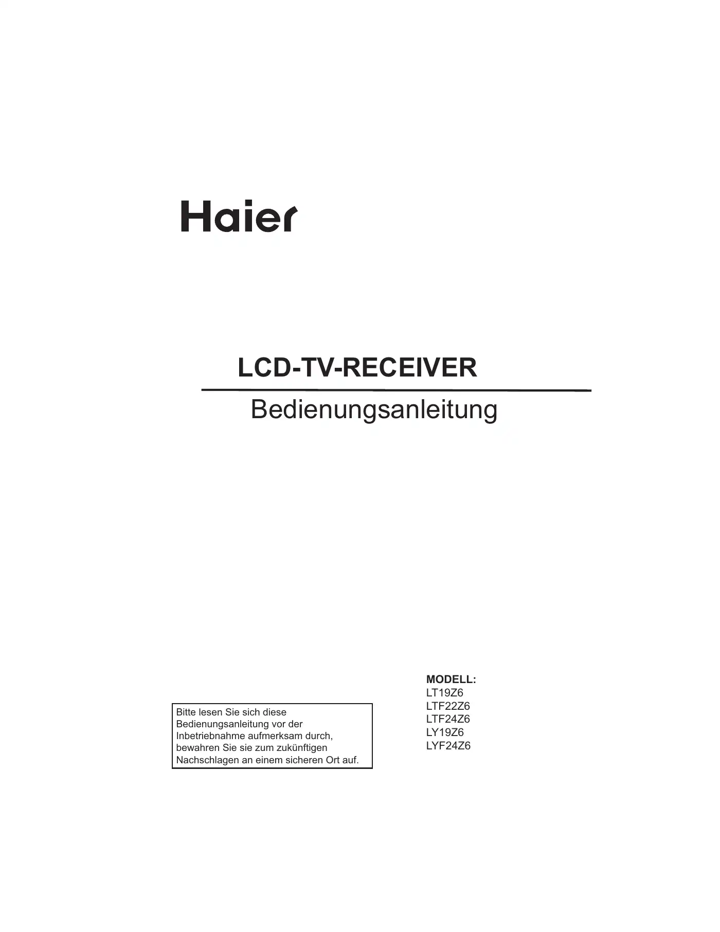 Haier LT19Z6 User Manual Manual pdf 113 page image