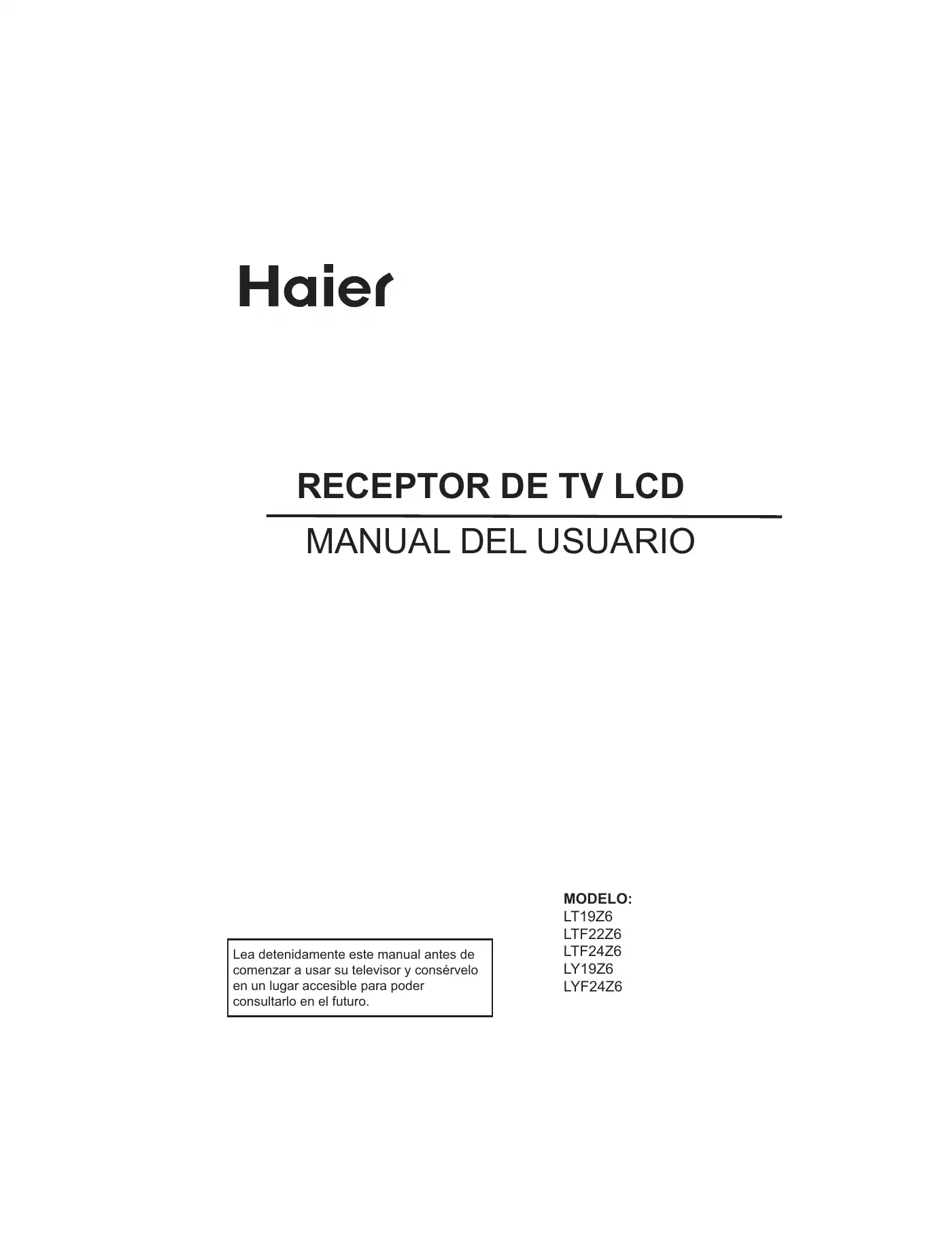 Haier LT19Z6 User Manual Manual pdf 225 page image