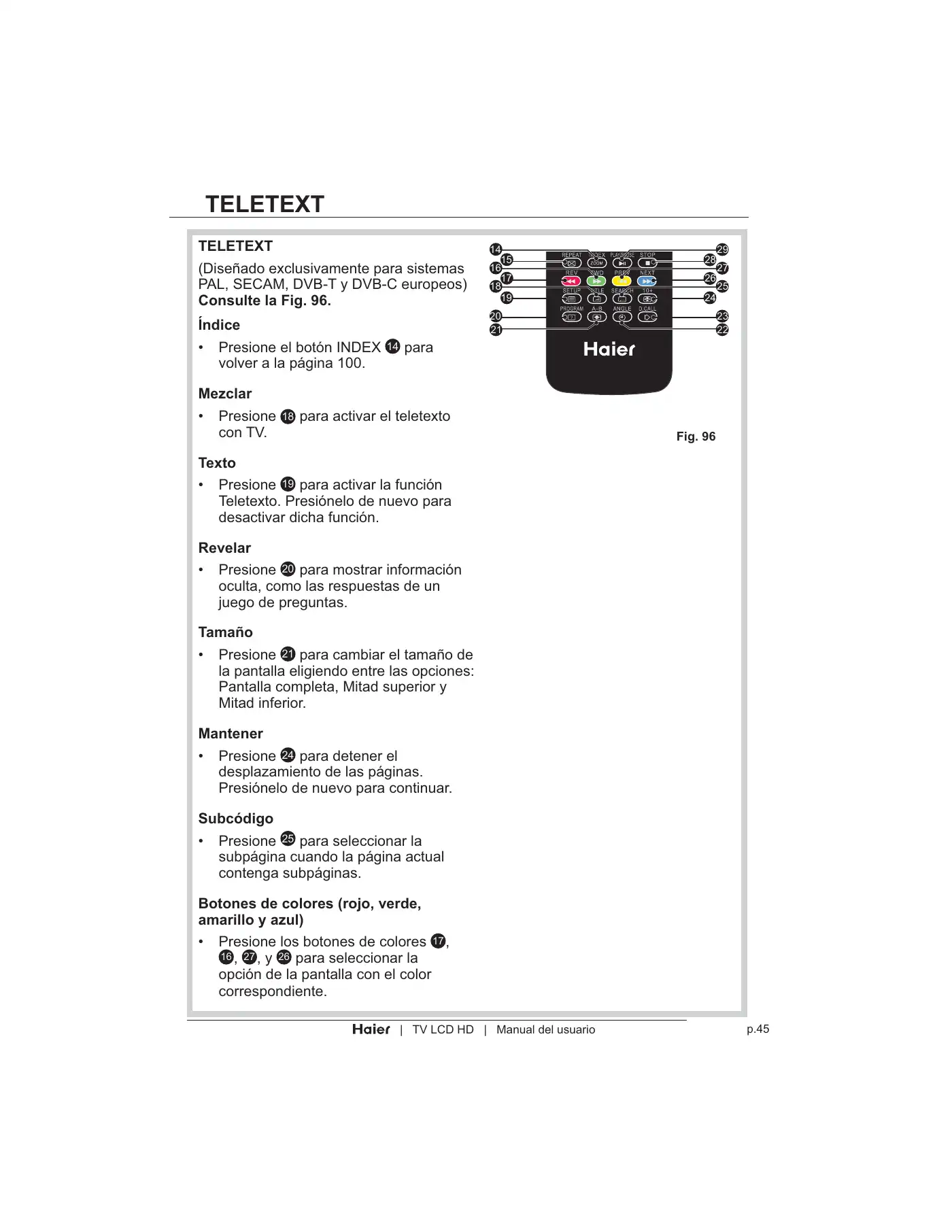 Haier LT19Z6 User Manual Manual pdf 271 page image
