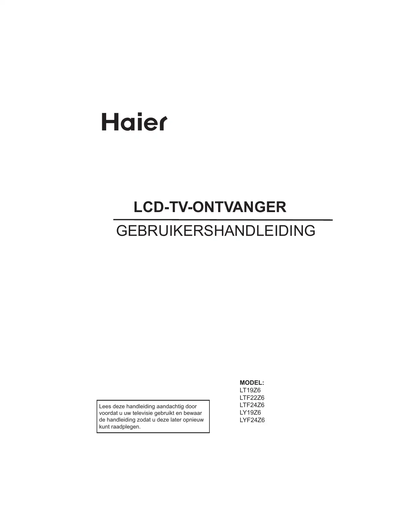 Haier LT19Z6 User Manual Manual pdf 281 page image