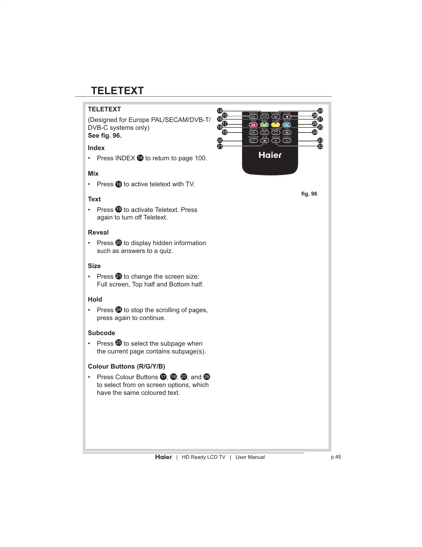 Haier LT19Z6 User Manual Manual pdf 47 page image