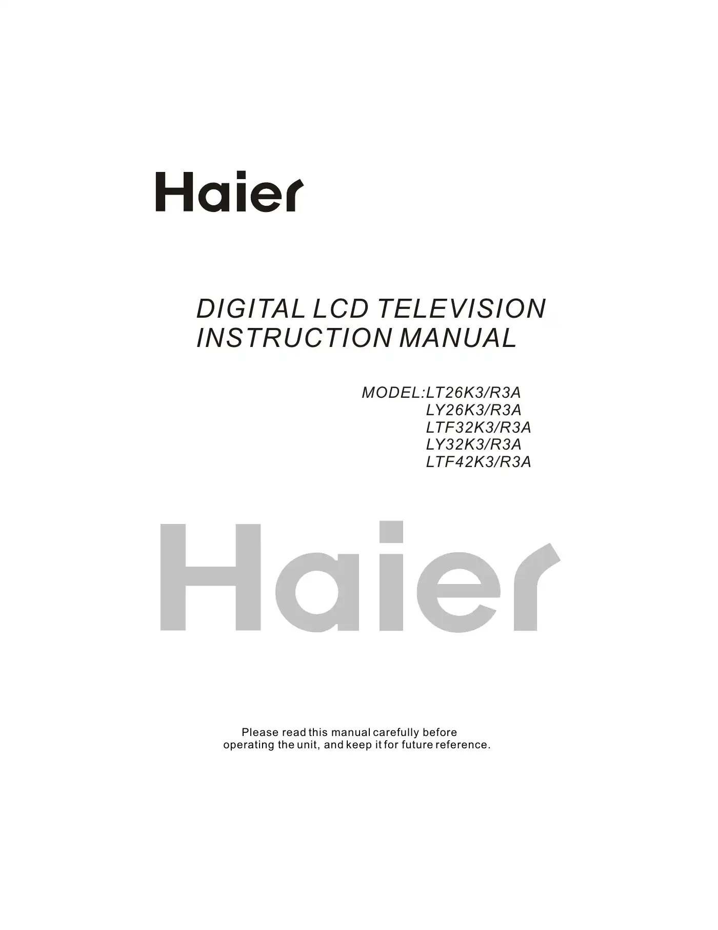 Haier LT26K3 Instruction Manual Manual pdf 1 page image