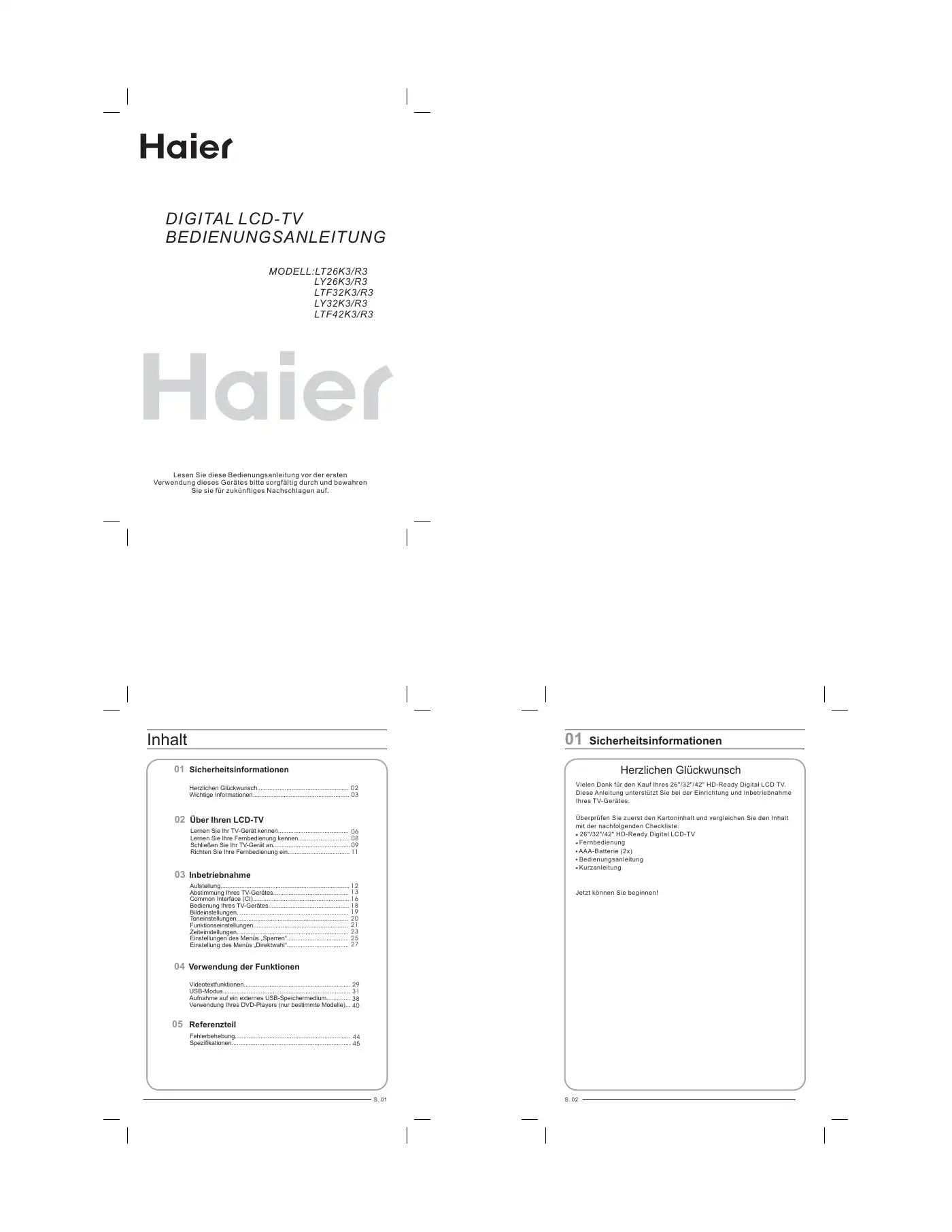 Haier LY26R3A Instruction Manual Manual pdf 25 page image