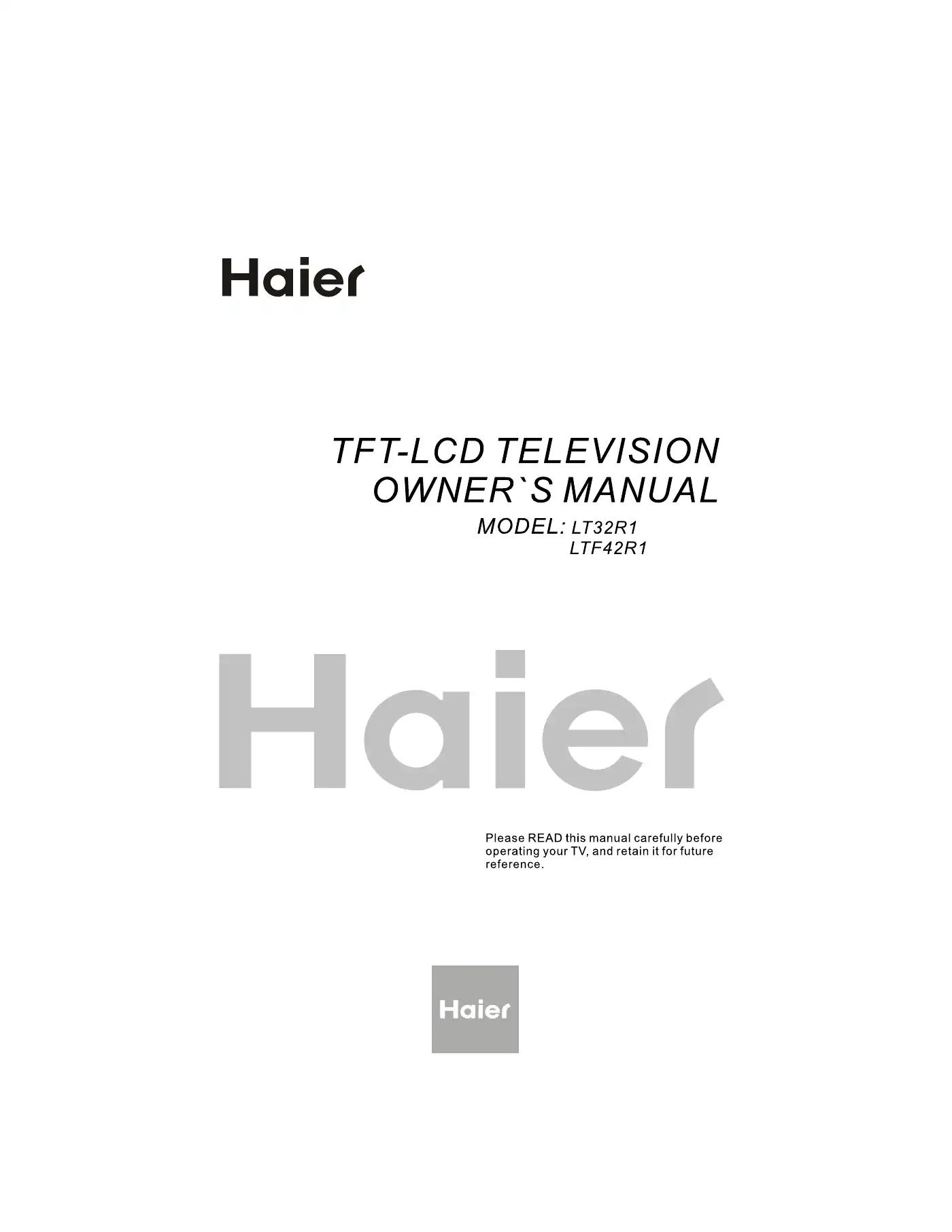 Haier LT32R1 User Manual Manual pdf 1 page image