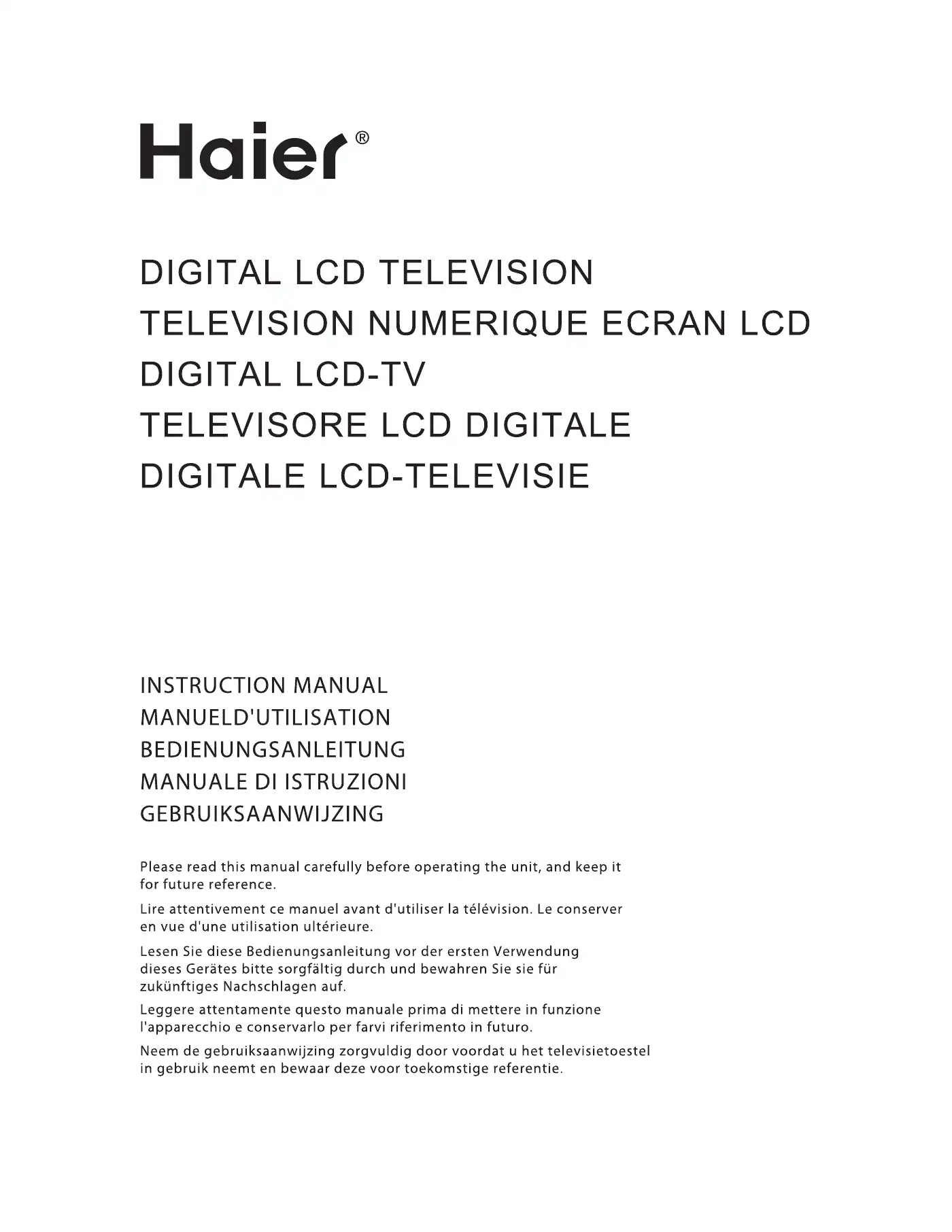 Haier LT32R3B User Manual Manual pdf 1 page image