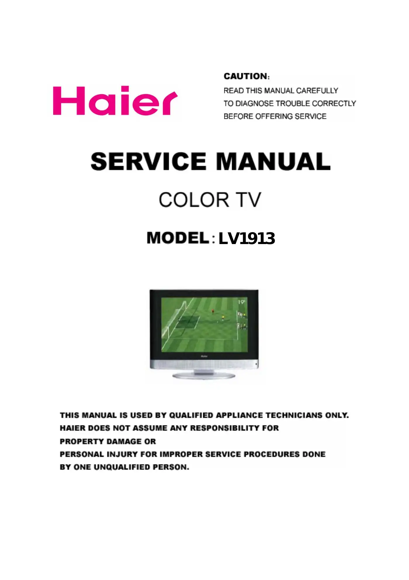 Haier LV1913 Service Manual Manual pdf 1 page image