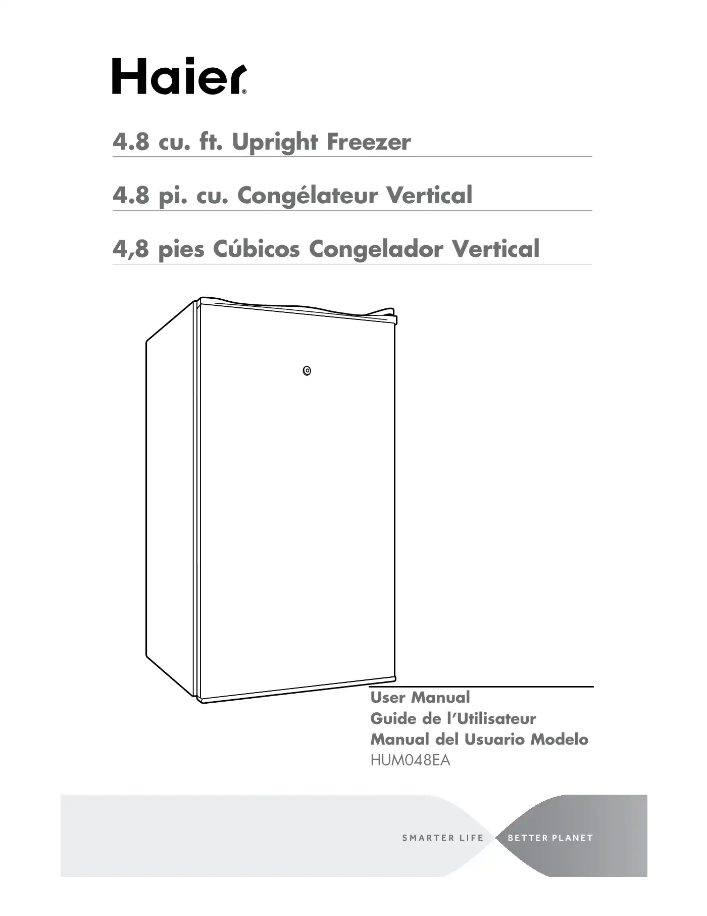 Haier 4.8 cu. ft. Upright Freezer User Manual Manual pdf 1 page image