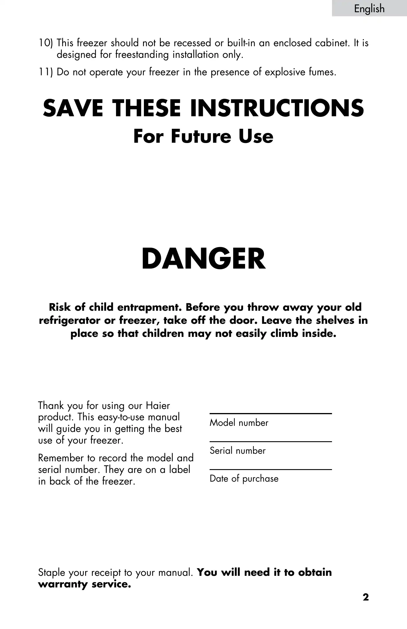 Haier LW145AW User Manual Manual pdf 3 page image