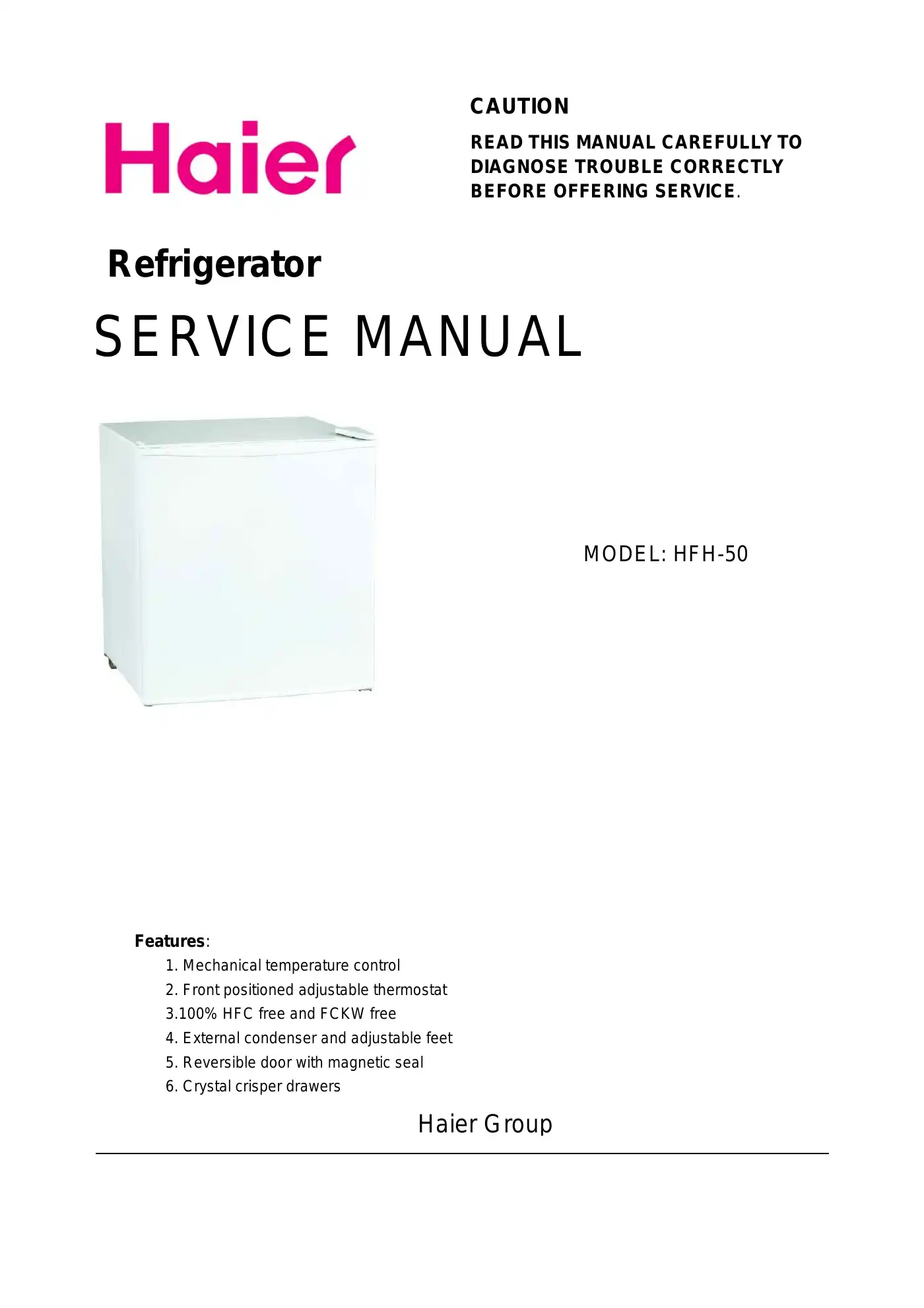 Haier HFH-50 Service Manual Manual pdf 1 page image