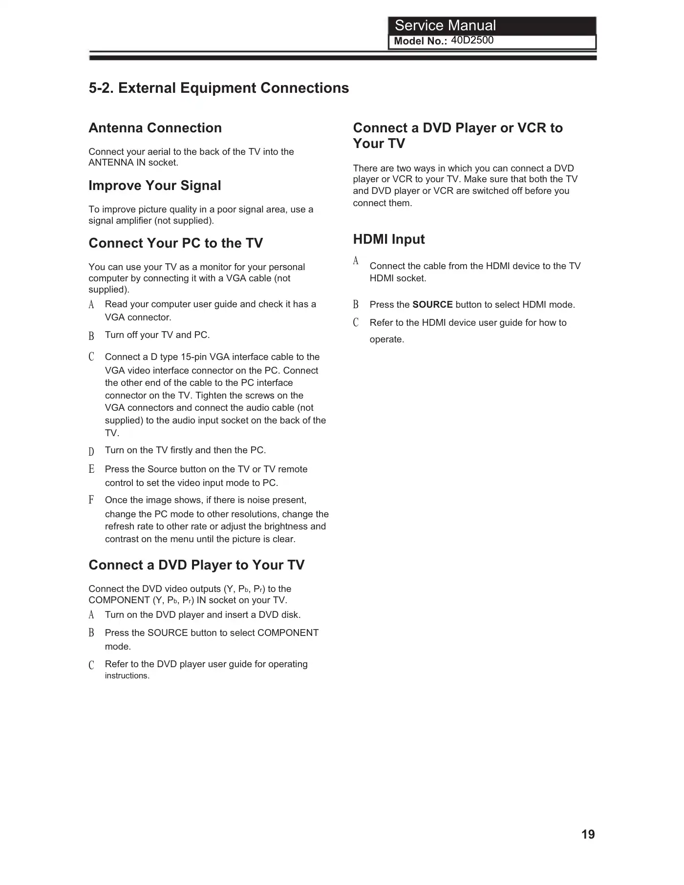 Haier 40D2500 Service Manual Manual pdf 20 page image