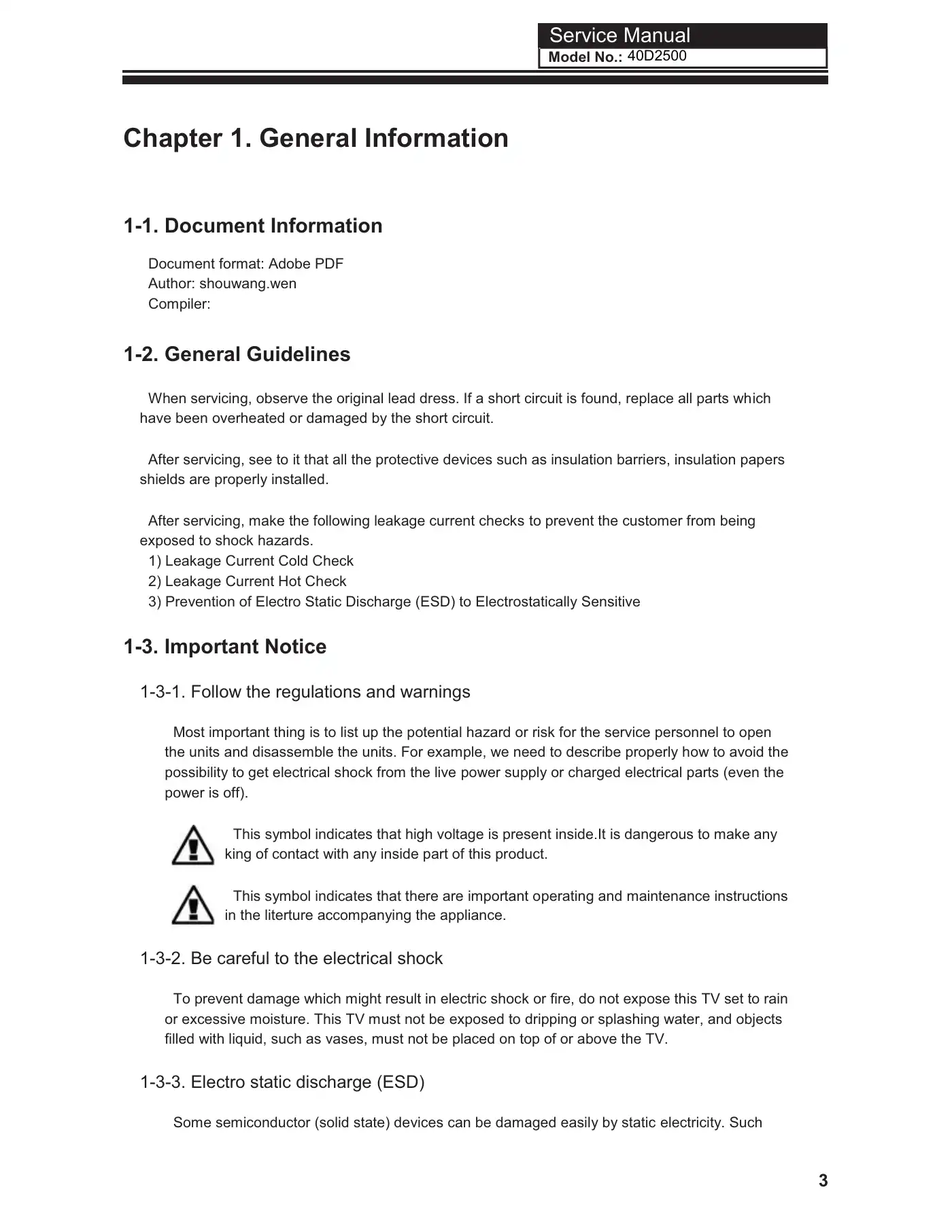 Haier 40D2500 Service Manual Manual pdf 4 page image