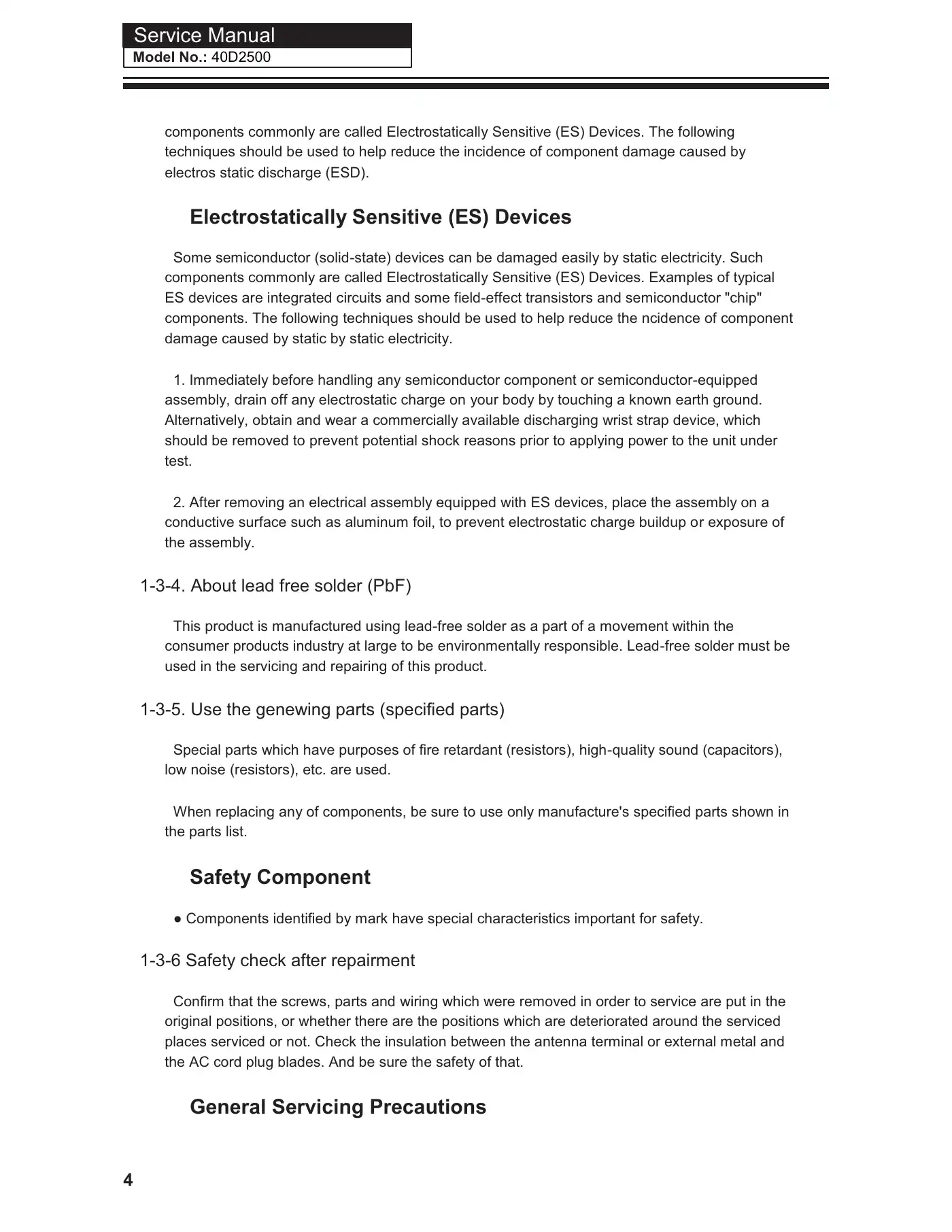 Haier 40D2500 Service Manual Manual pdf 5 page image