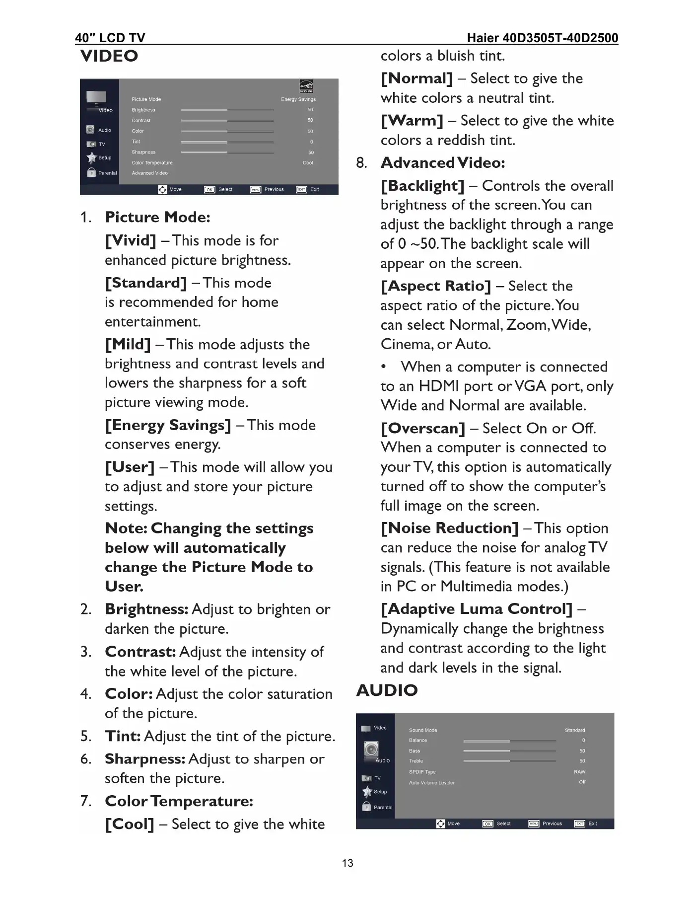 Haier 40D3505T Service Manual Manual pdf 13 page image