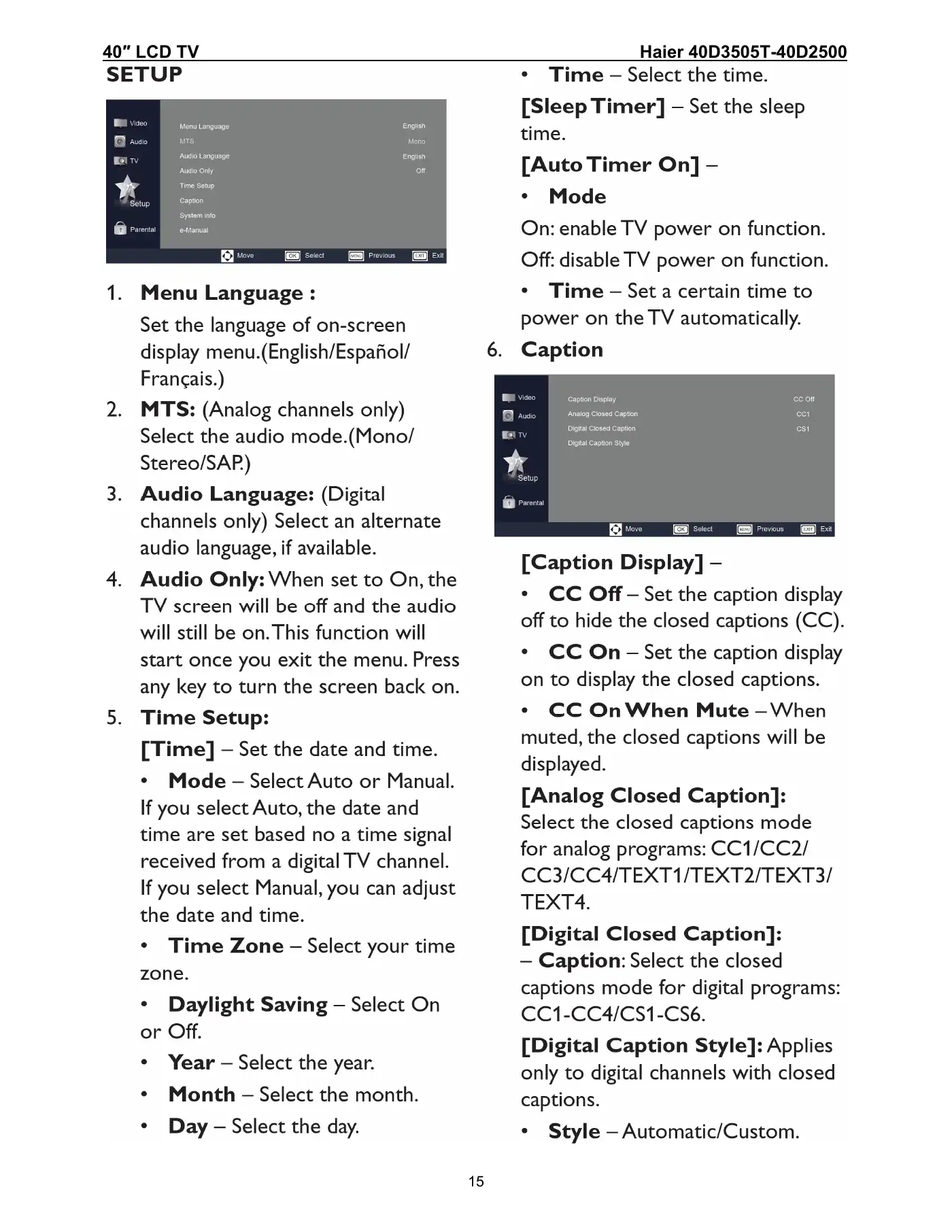 Haier 40D3505T Service Manual Manual pdf 15 page image