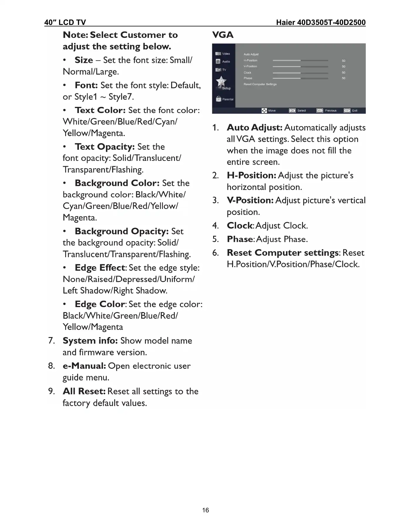Haier 40D3505T Service Manual Manual pdf 16 page image
