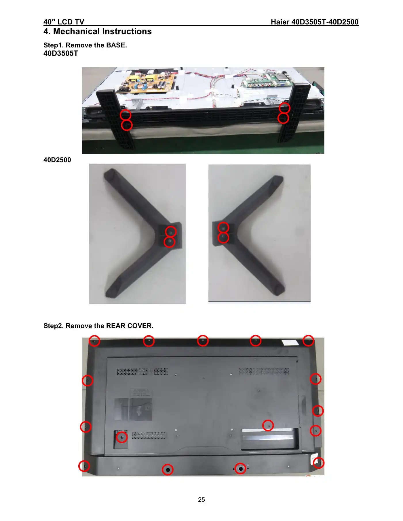 Haier 40D3505T Service Manual Manual pdf 25 page image
