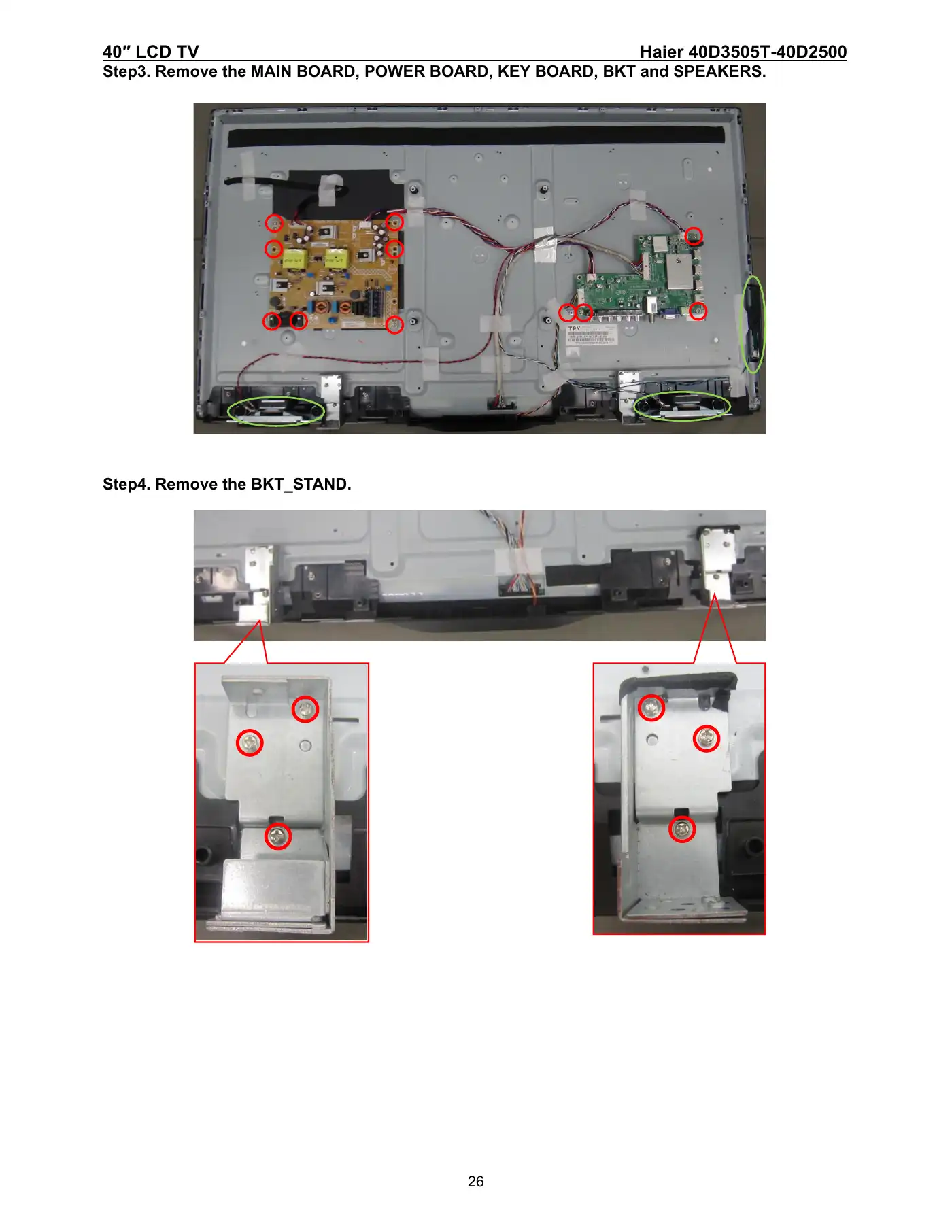 Haier 40D3505T Service Manual Manual pdf 26 page image